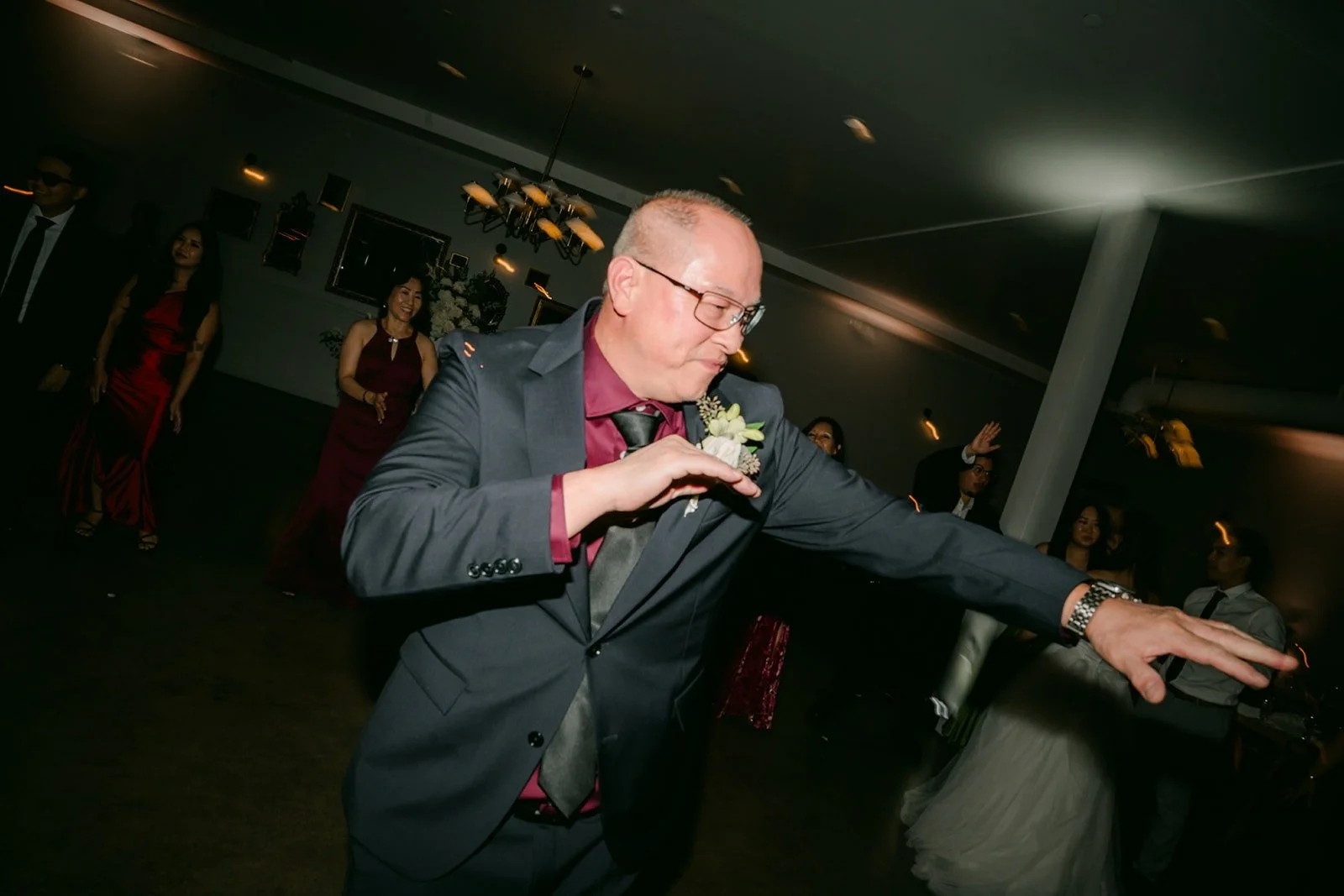A guest showing off his moves on the dance floor