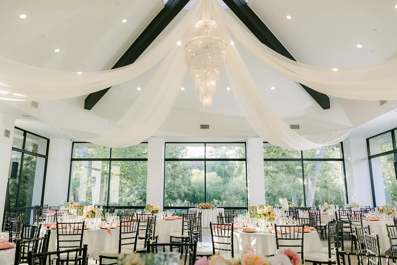 The University Club ballroom with draped ceilings