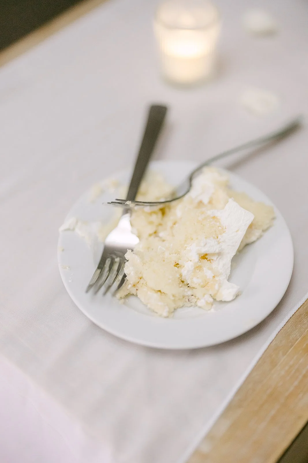 Slice of white cake on a plate