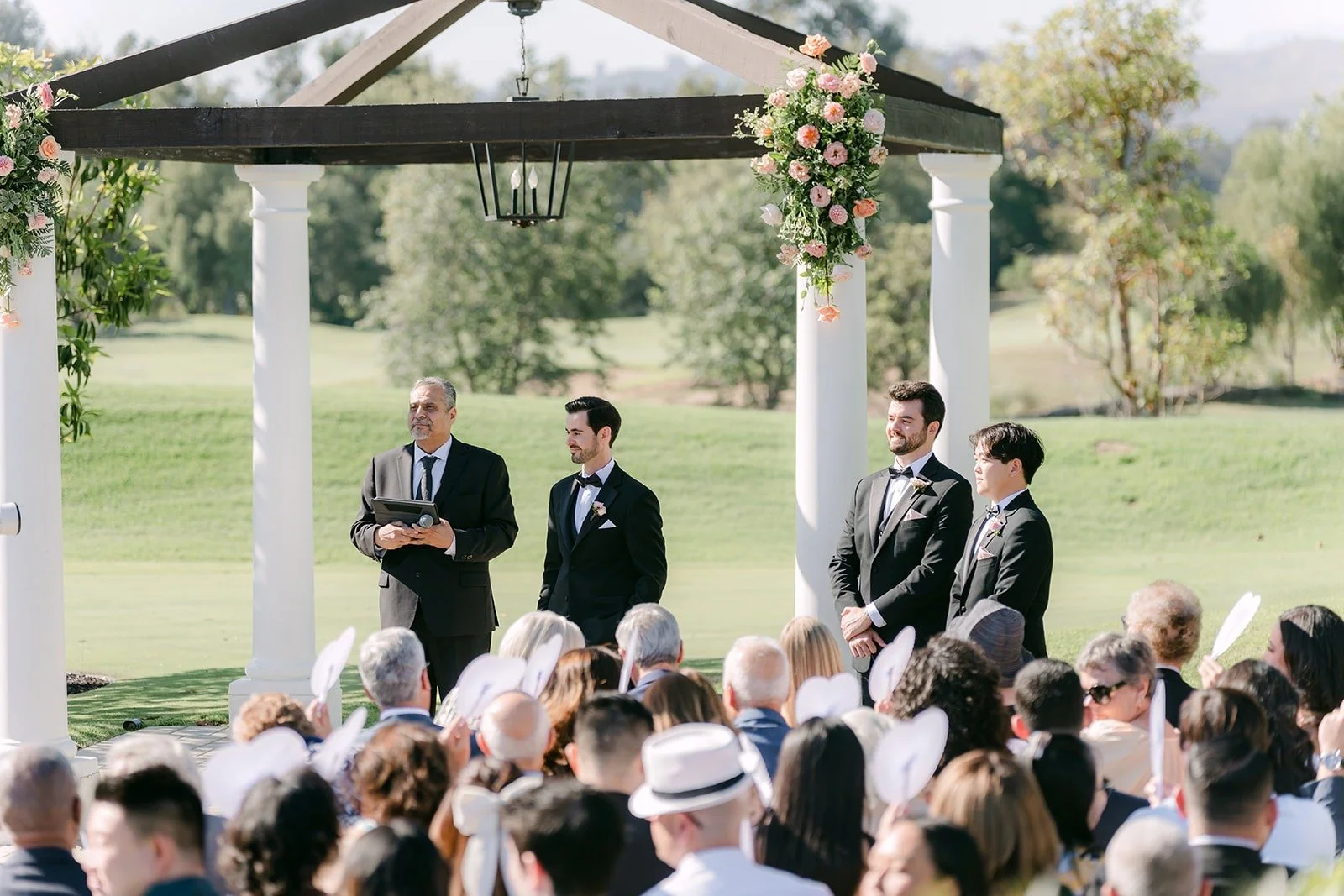 The pagoda ceremony at Sterling Hills with guests filling the lawn