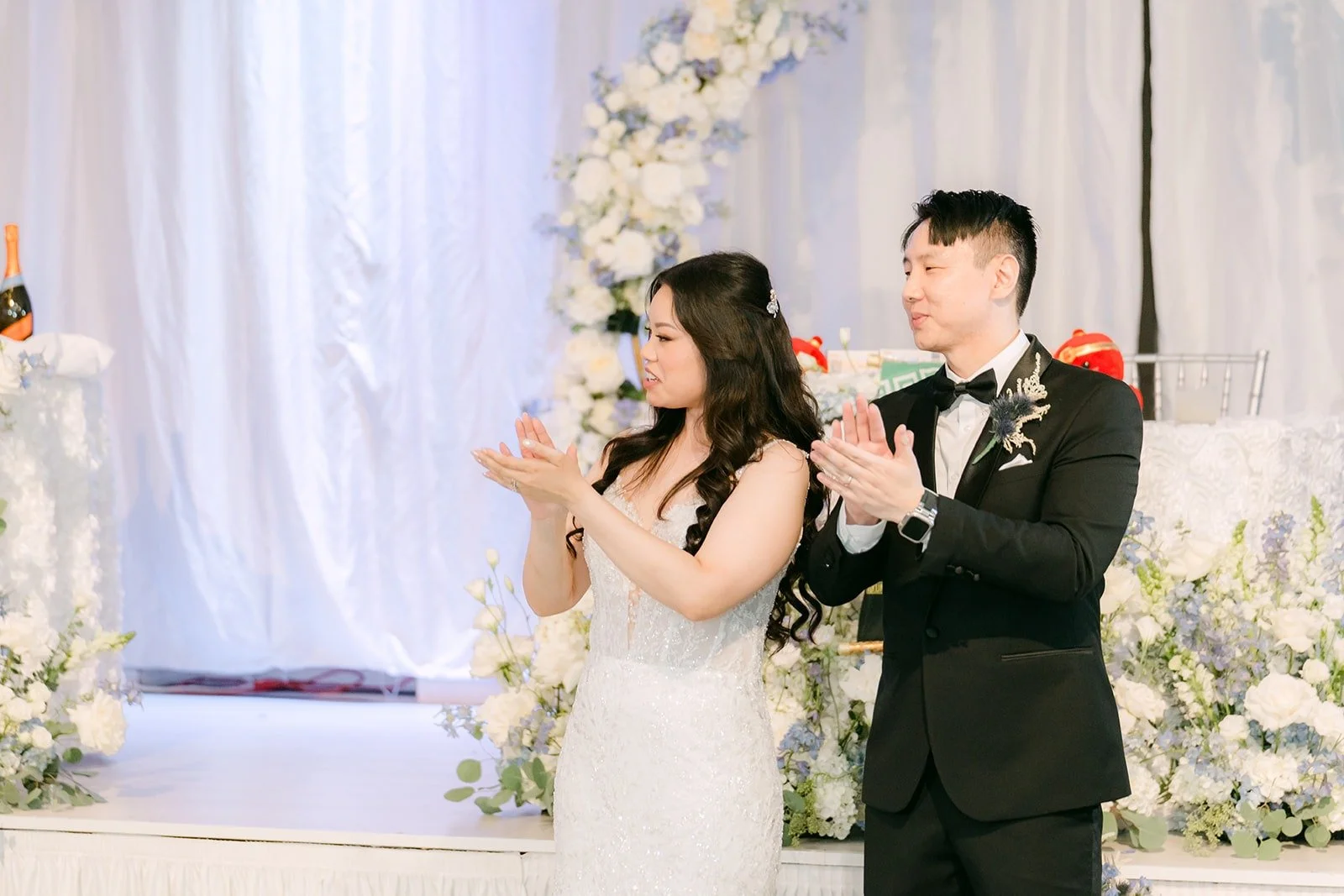 Emily and James giving a thank you speech together