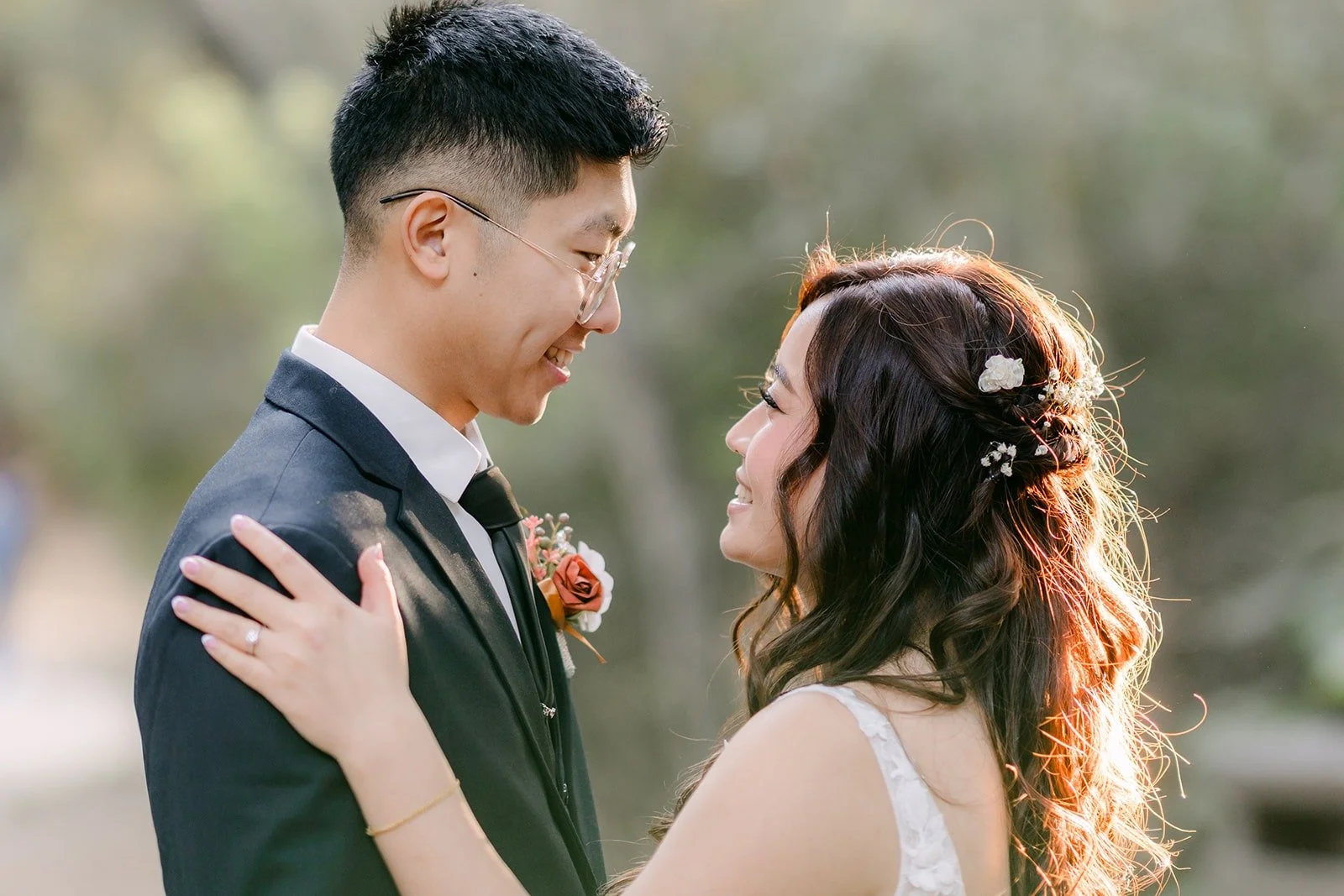 Robert and Shayna share a laugh in a close portrait