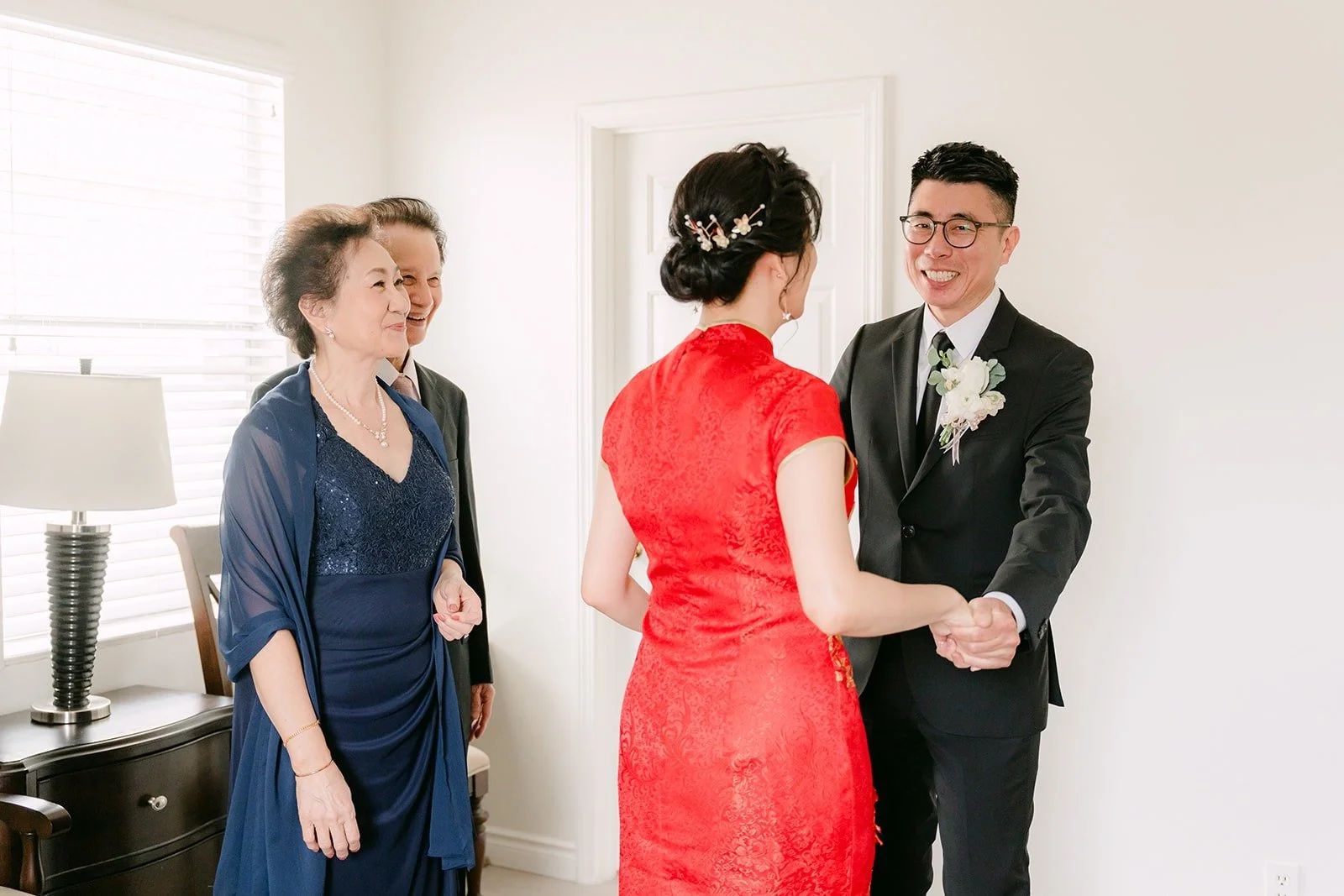 Eric takes Eunice's hands as he finds her in her room