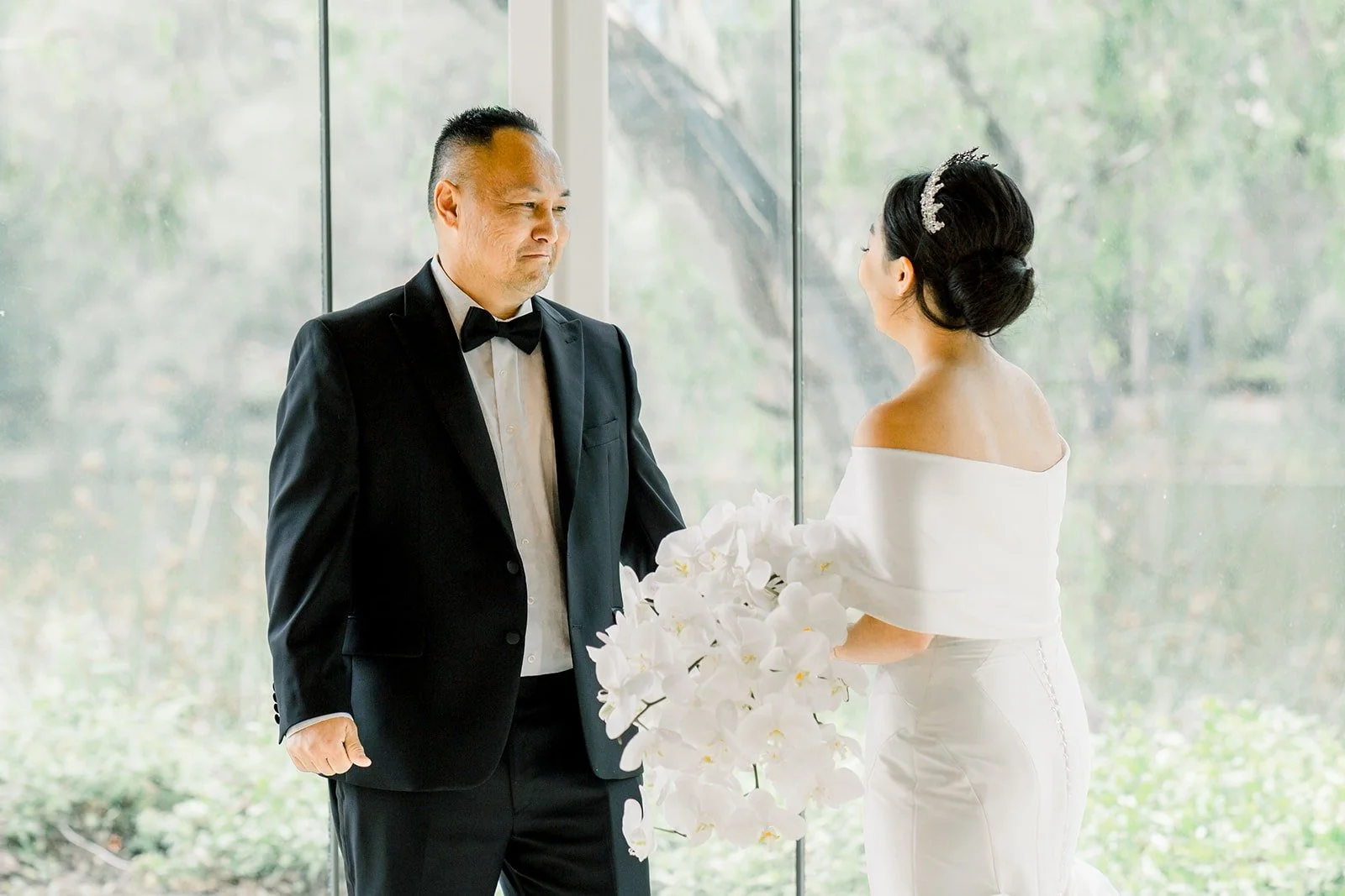 Steven and Jacinda laugh together after the first look