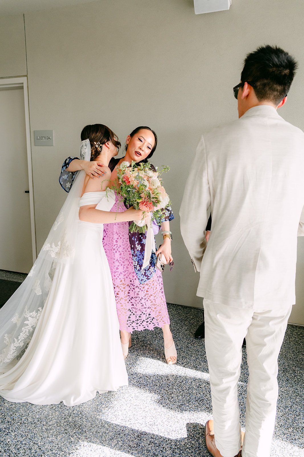 Amanda hugging a friend after the ceremony.