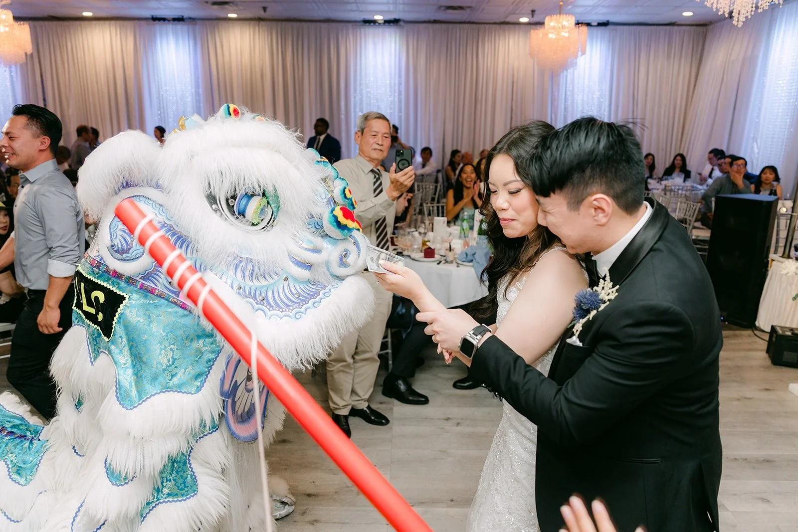 James feeding the lion during the performance