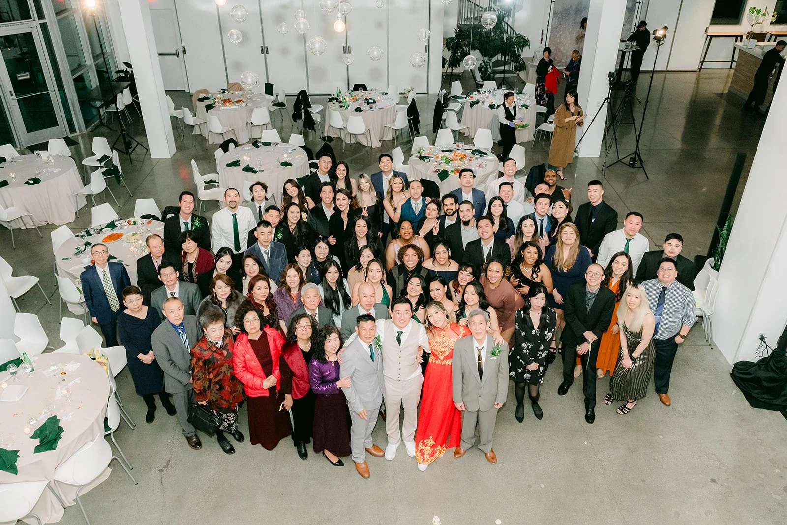 Large group photo of all the guests at The Modern Long Beach taken from above