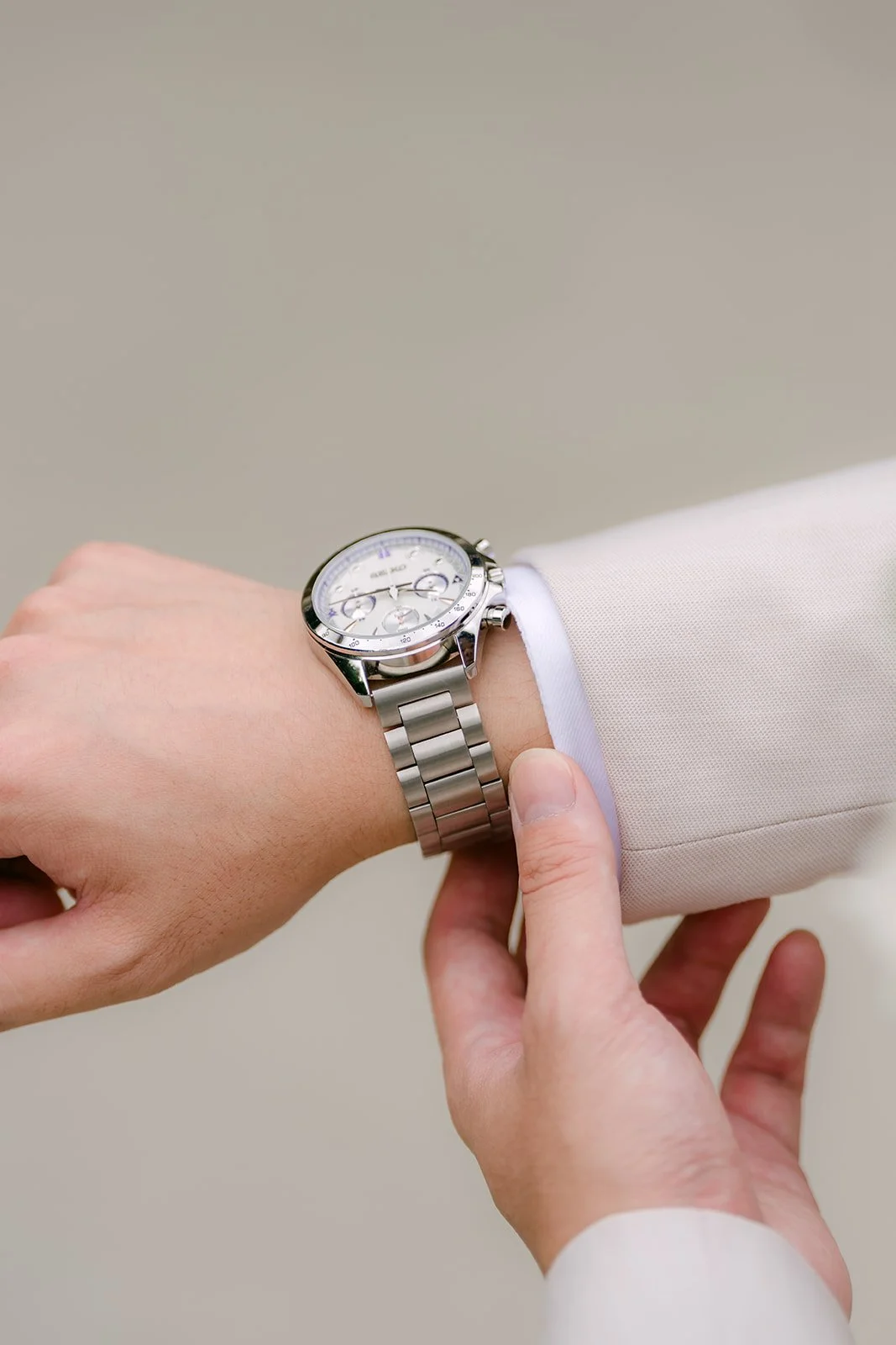 Close-up of Wen's watch.