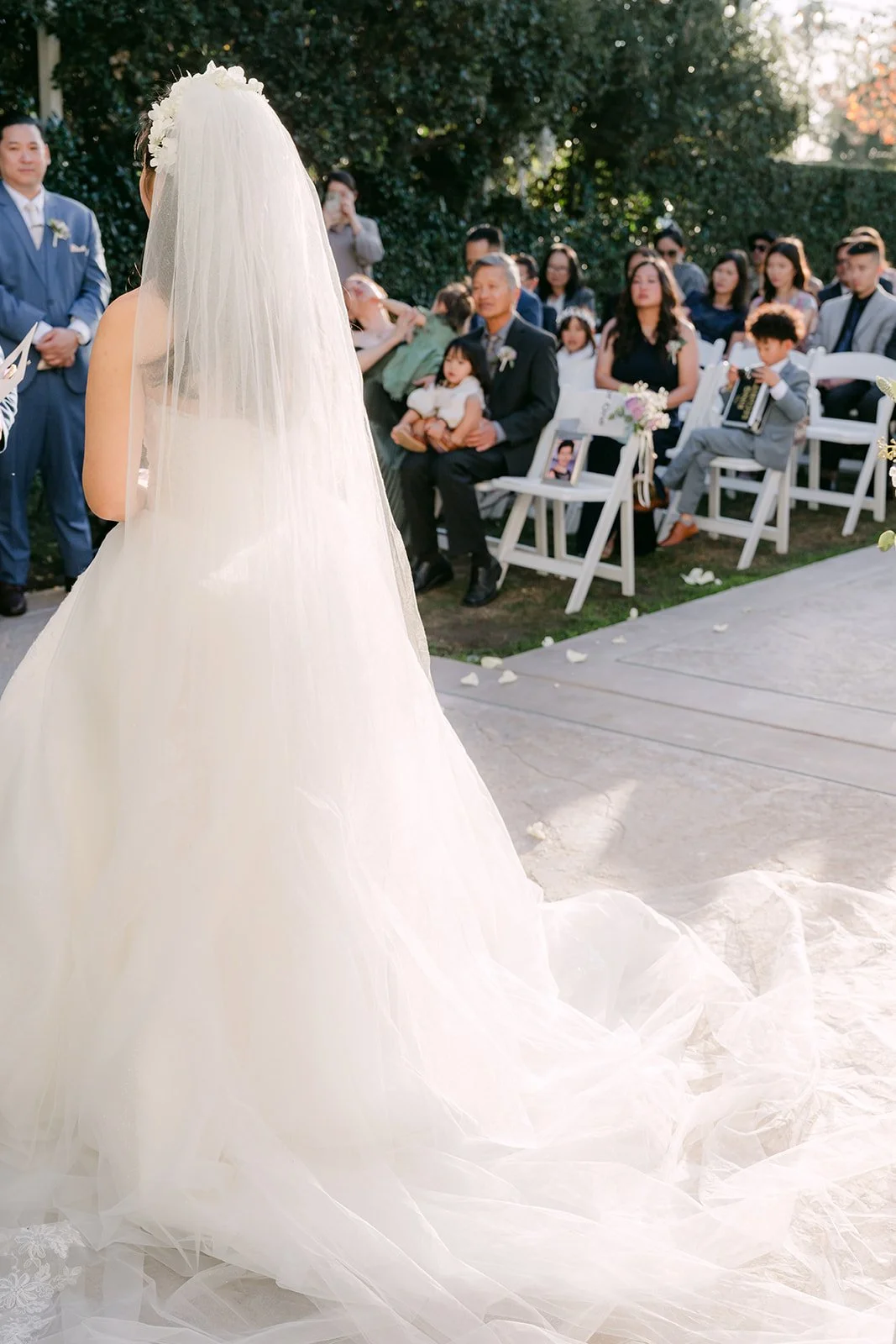 Kate's veil and train as she stands at the front of the ceremony.