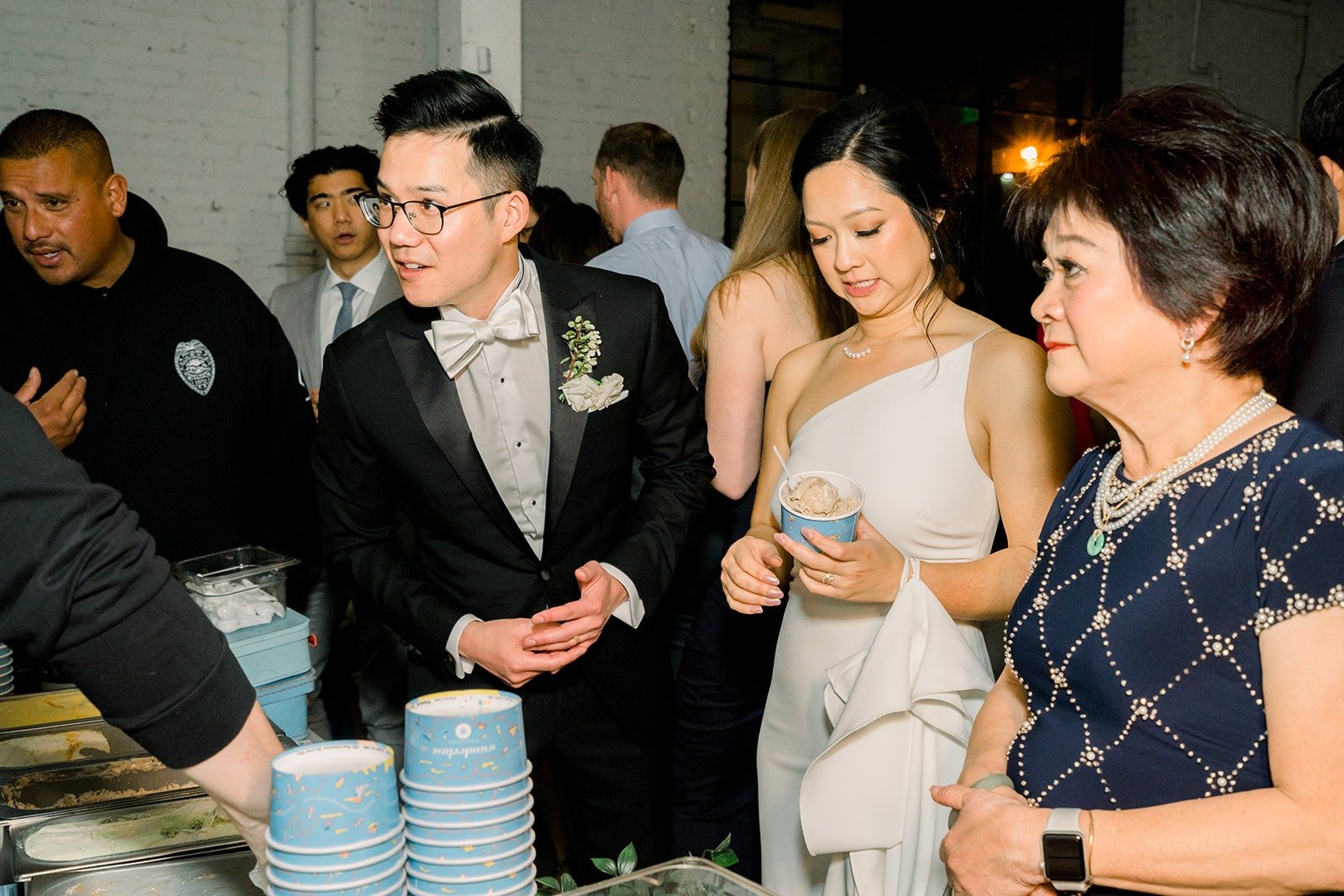 Cindy and Alex serve themselves ice cream