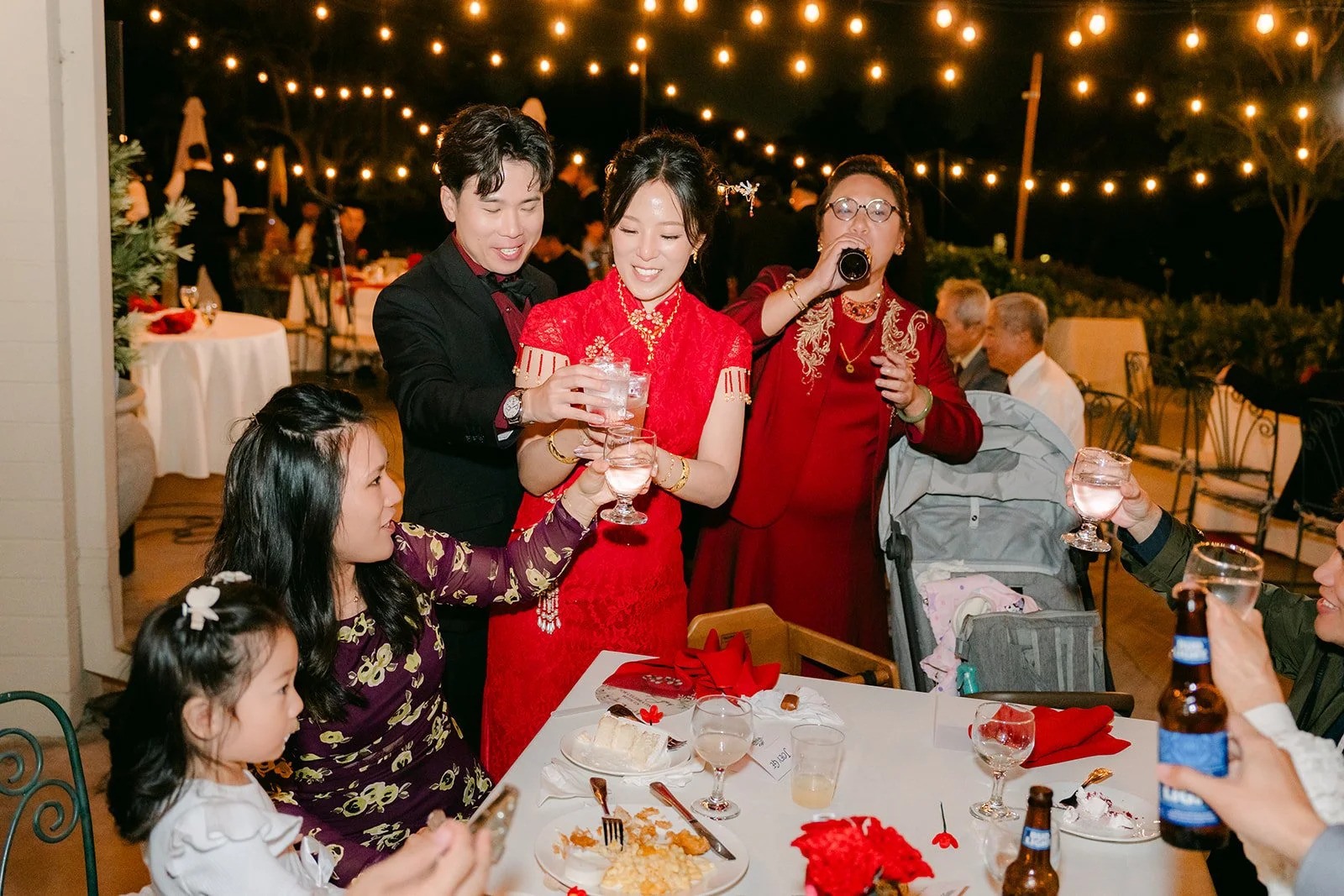 A table toast with the little ones joining in.