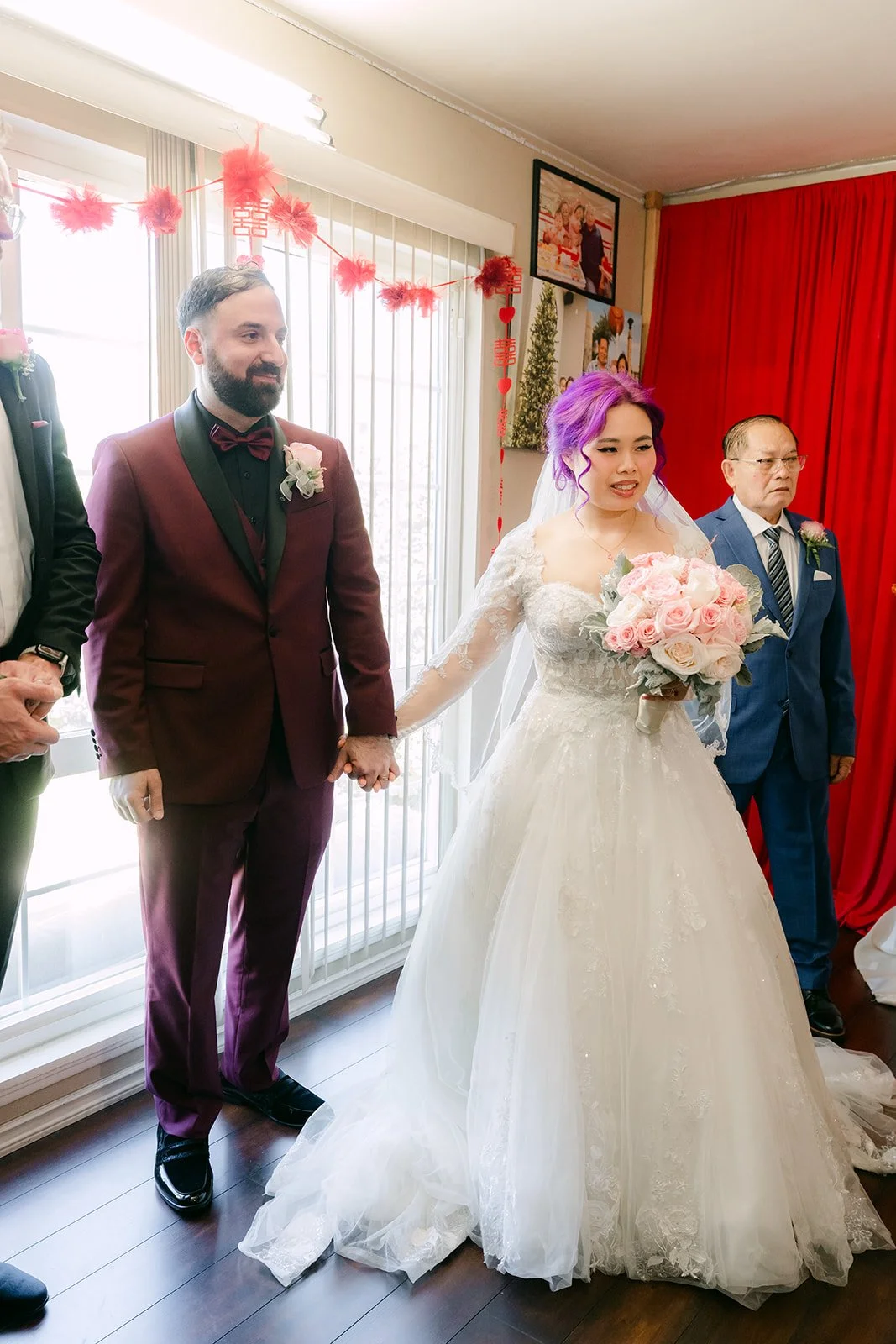 Vanessa and Ryan walking in for the tea ceremony.