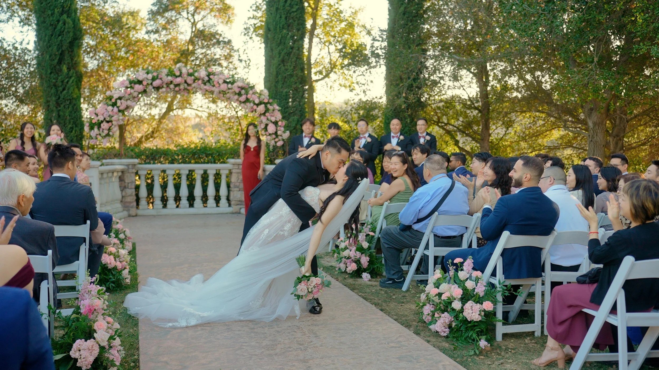 Angelyne and Hanson's wedding ceremony on the lawn at Vellano Estate
