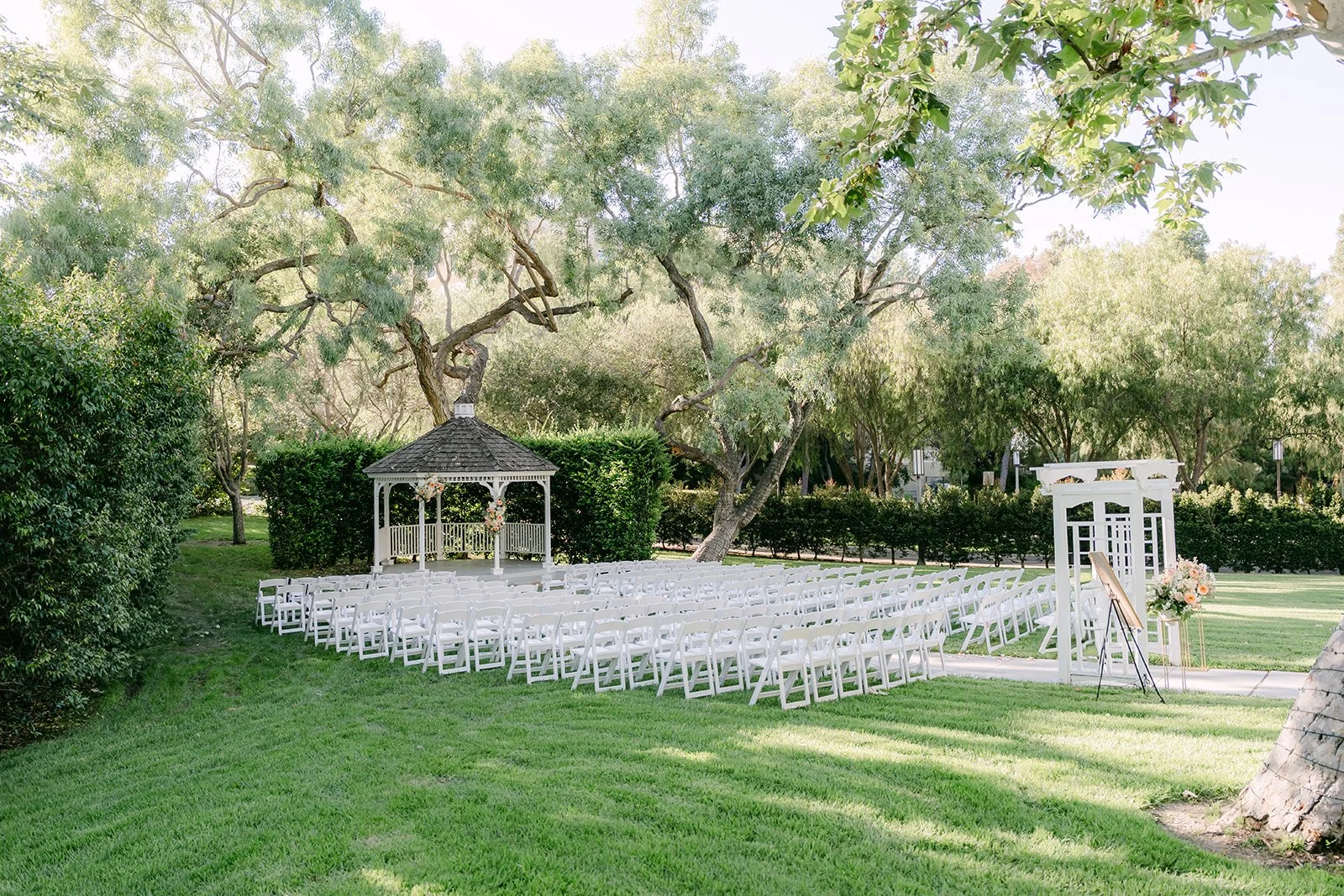 The ceremony aisle in the University Club garden
