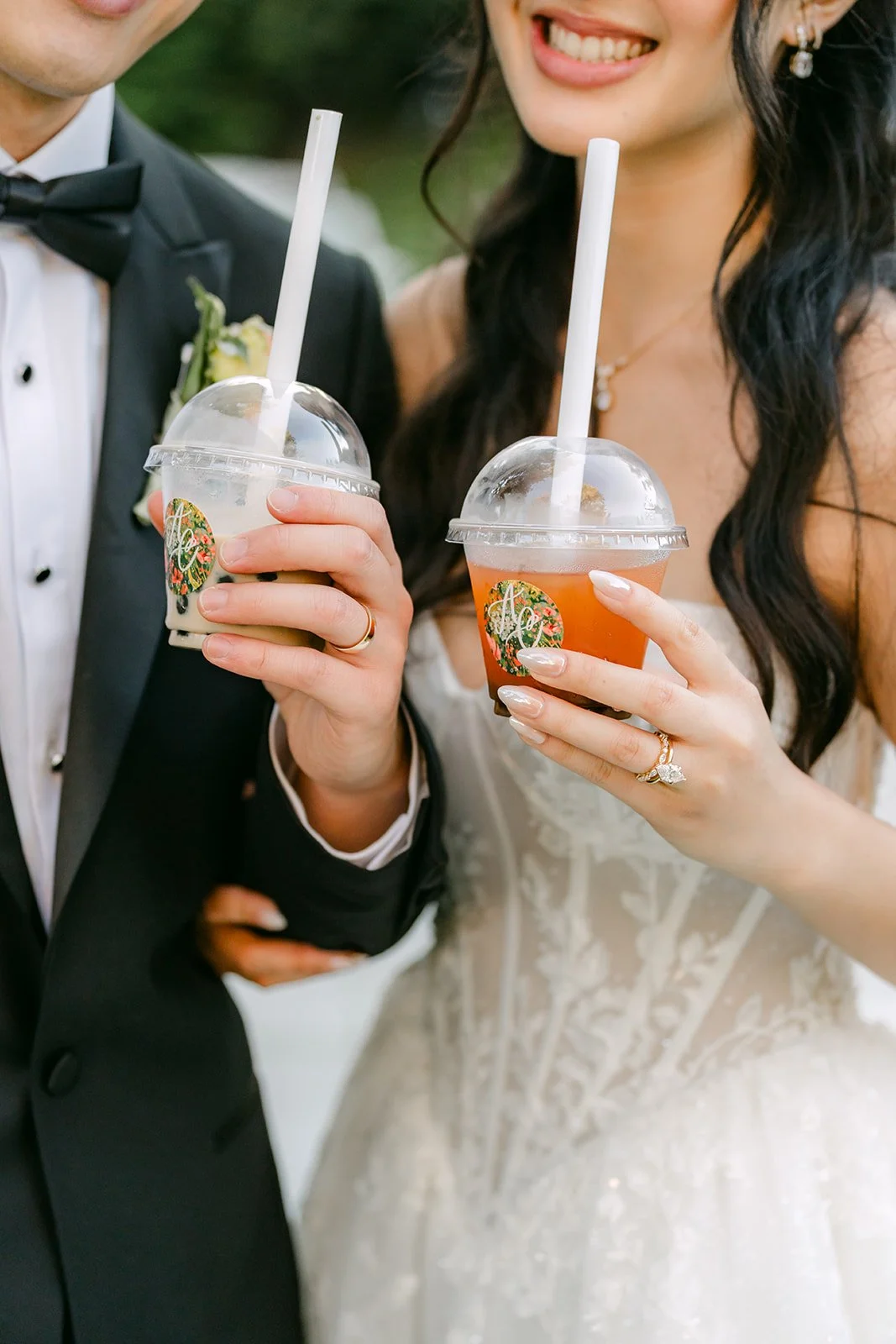 Clarissa and Austin sharing boba drinks