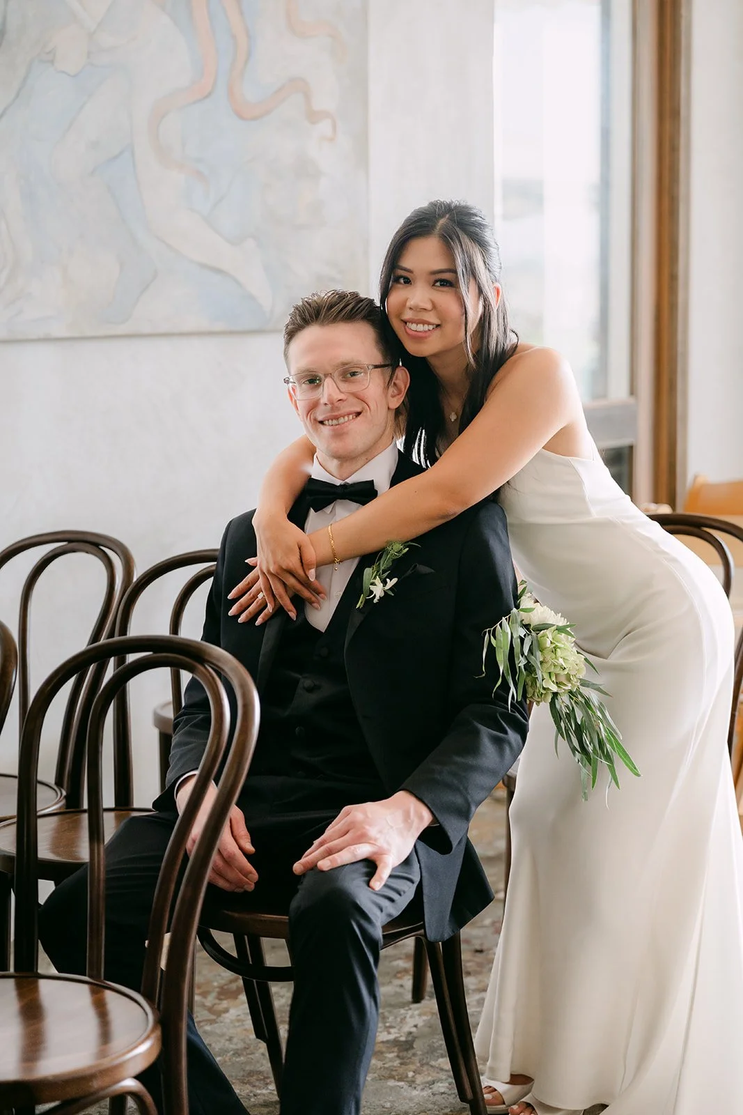 Justine hugging Matthew from behind