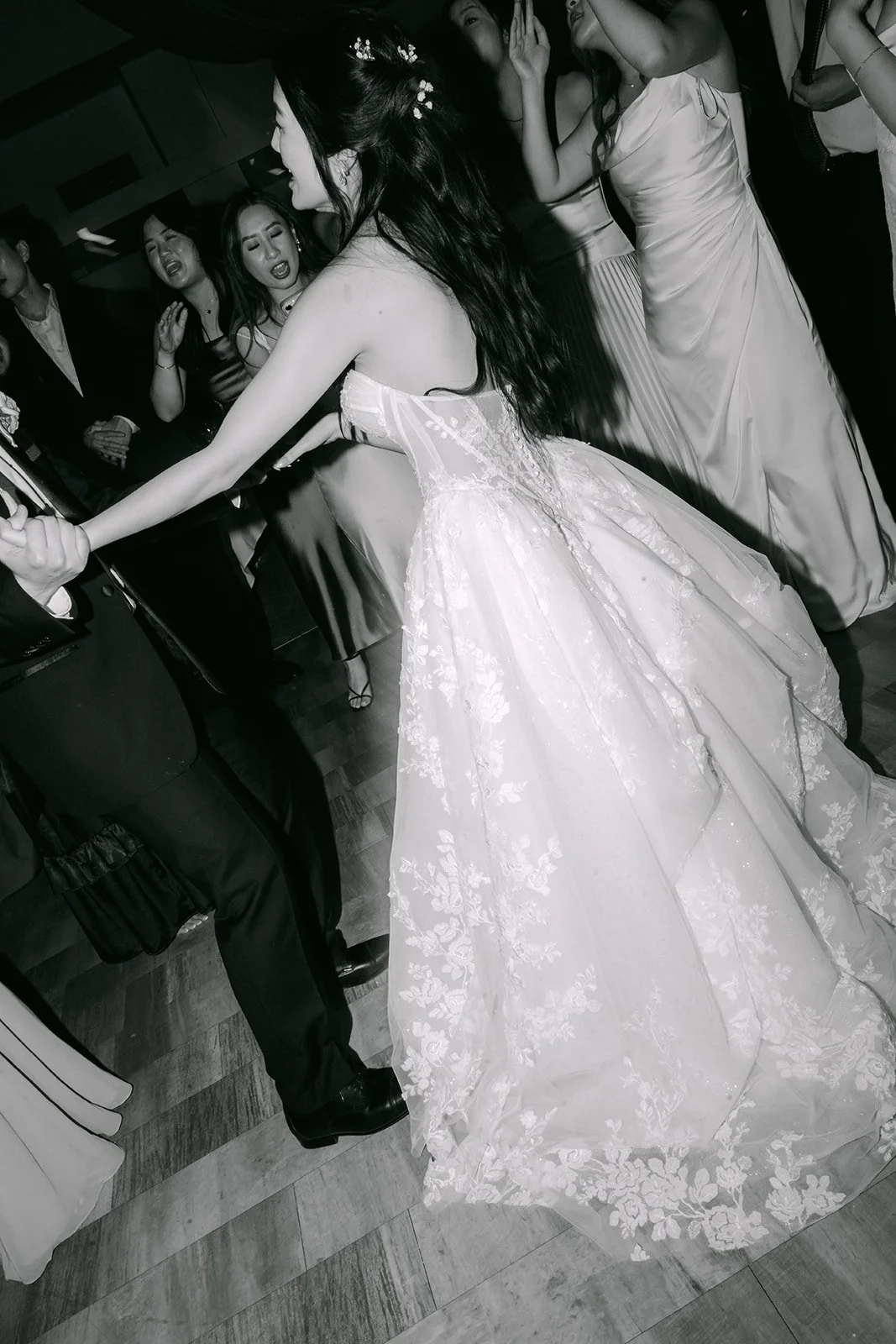 Clarissa on the dance floor at the end of the night, photographed by One and Only Production