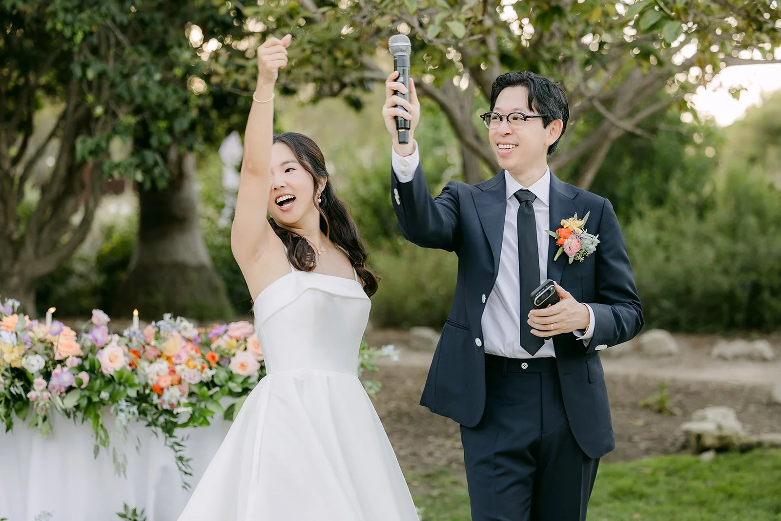 Saya and Leroy hyping up the crowd during their welcome toast