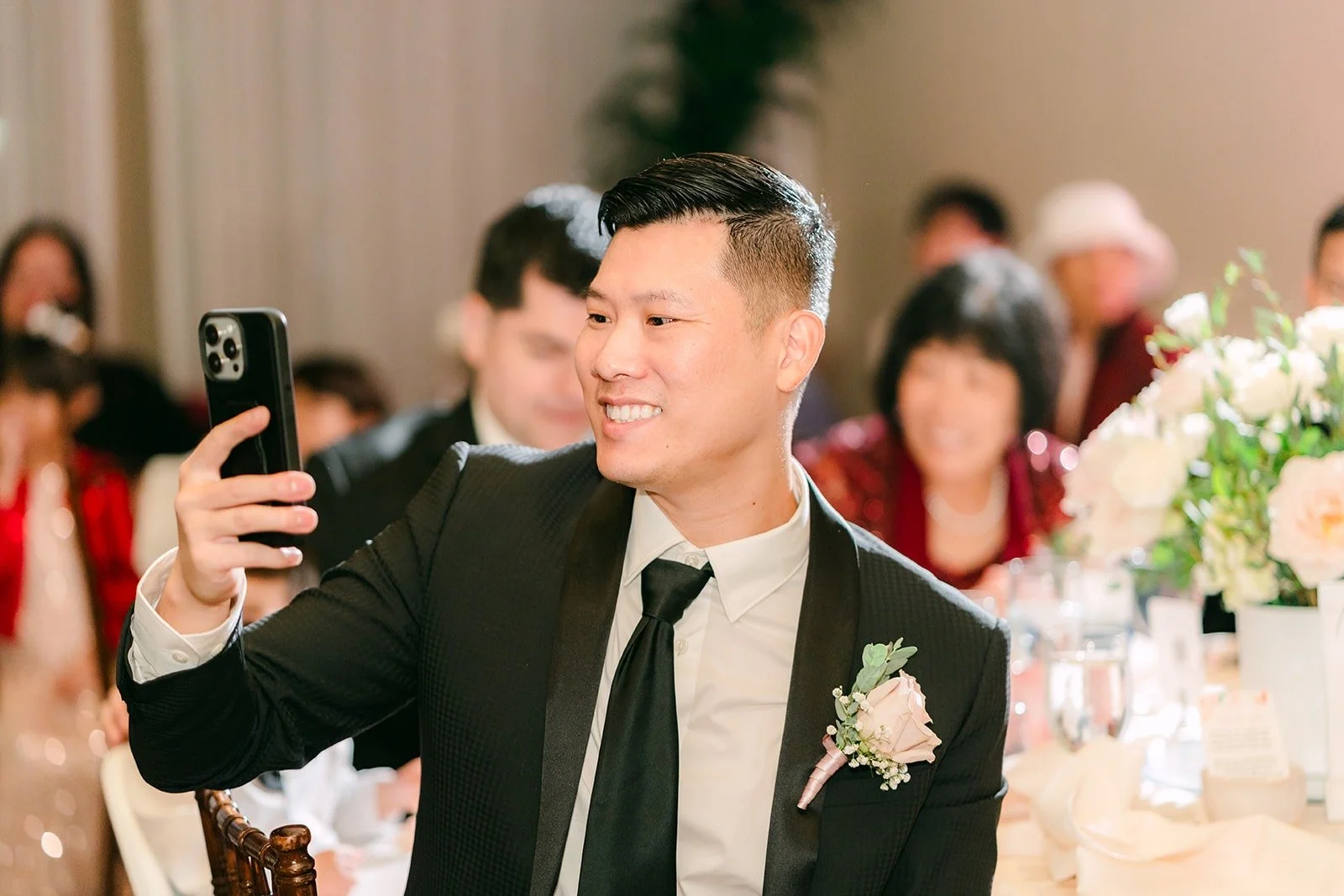 A guest giving a toast at the reception