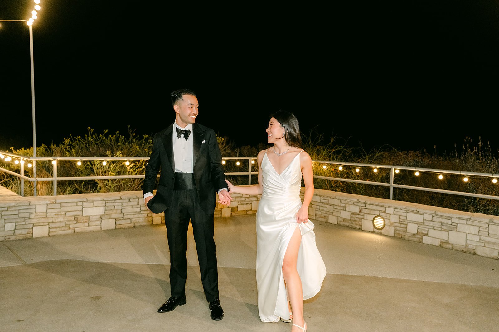 Kim and Vincent mid routine on the patio dance floor