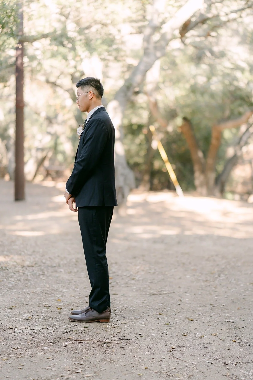 Robert waits on the trail at Oak Canyon Nature Center for the first look