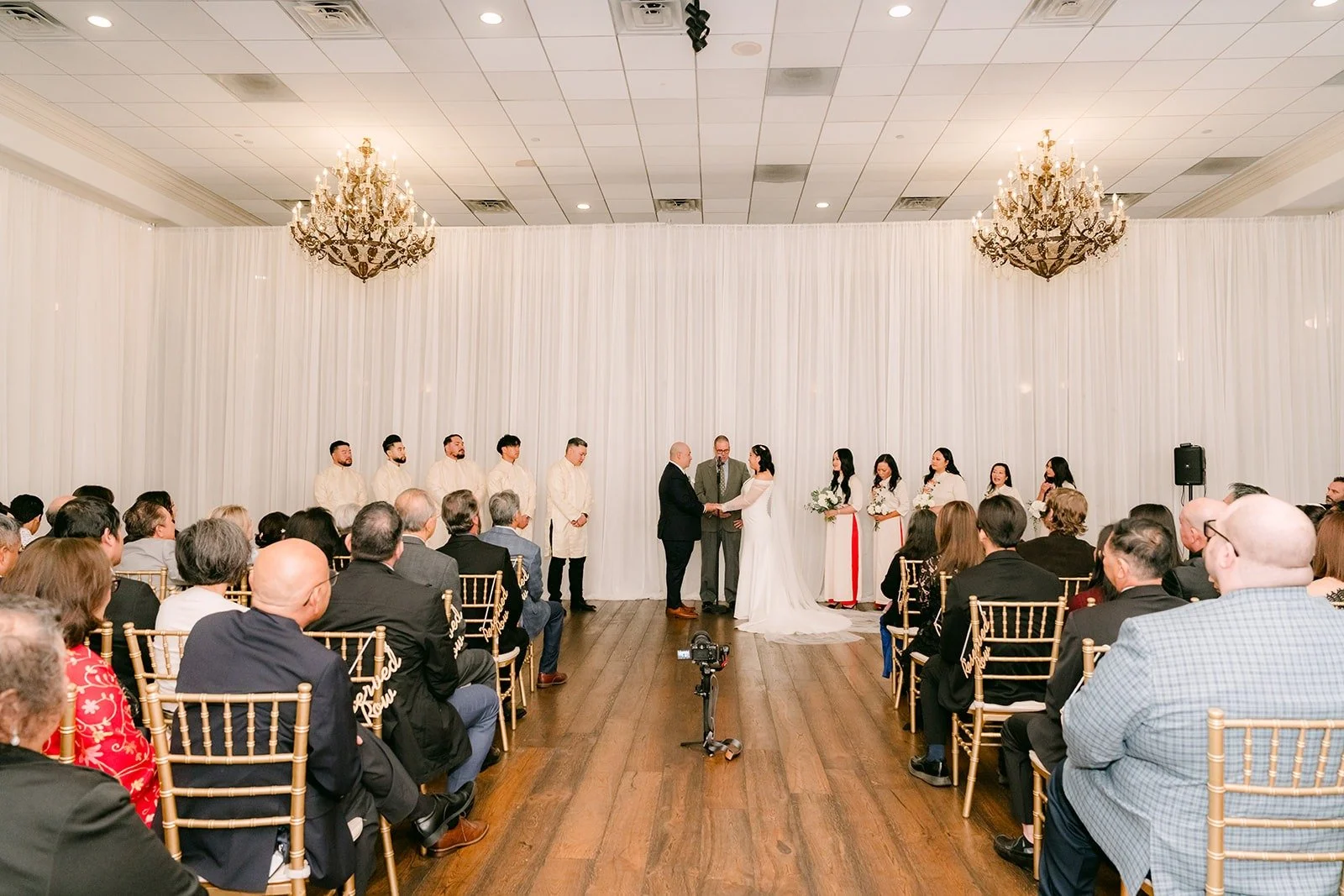 Wide view of the aisle and ceremony setup