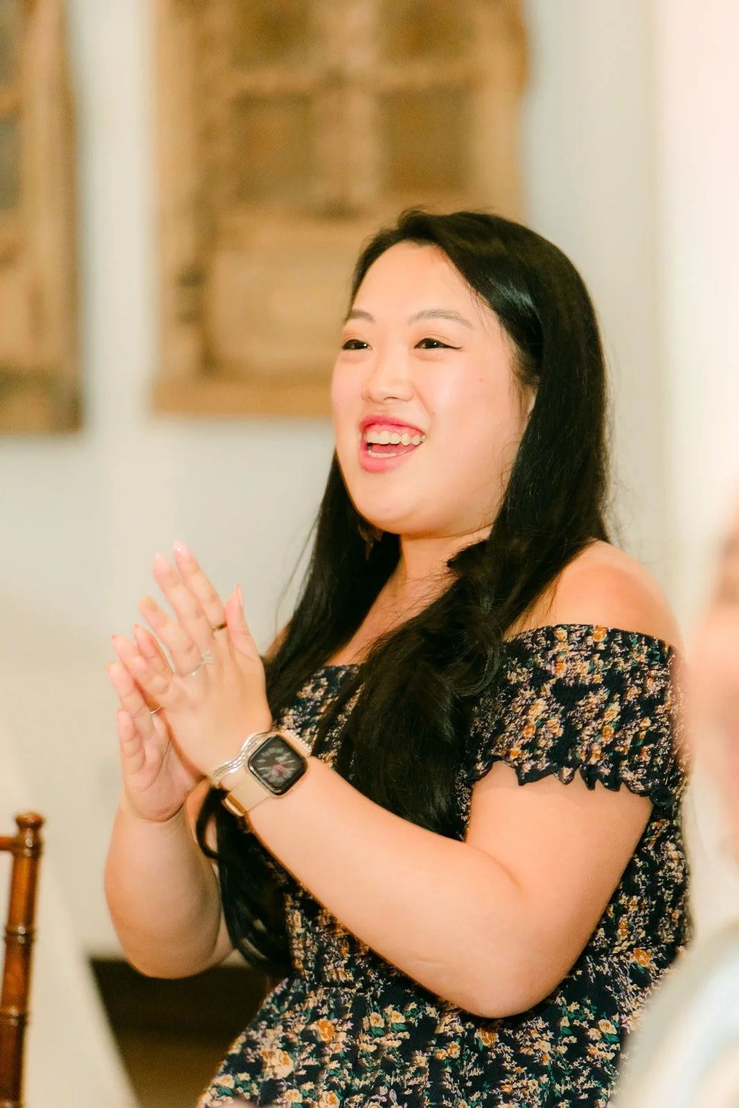 A guest laughing during the game