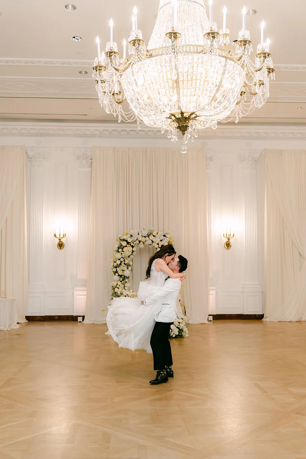 Ryan dipping Jenny at the end of their first dance.