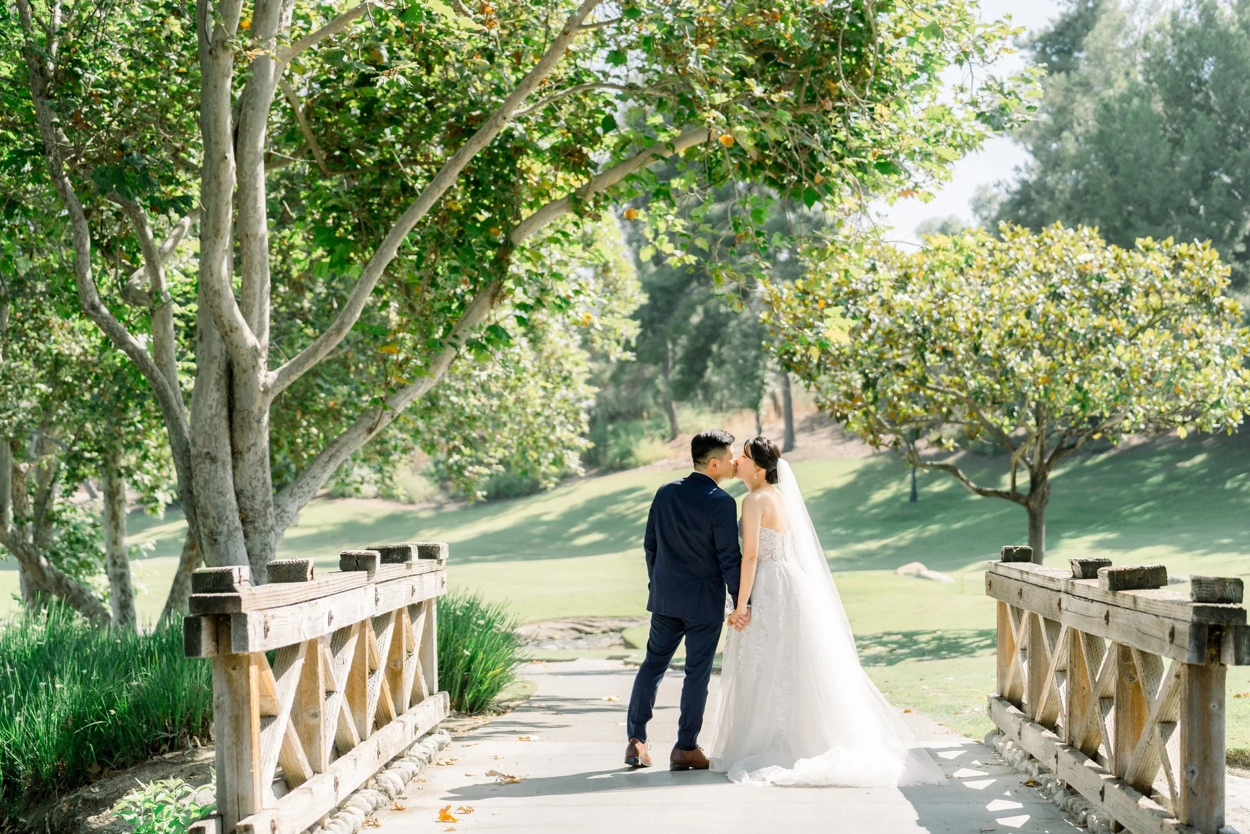Yejin and Daniel on the bridge at Coyote Hills Golf Course