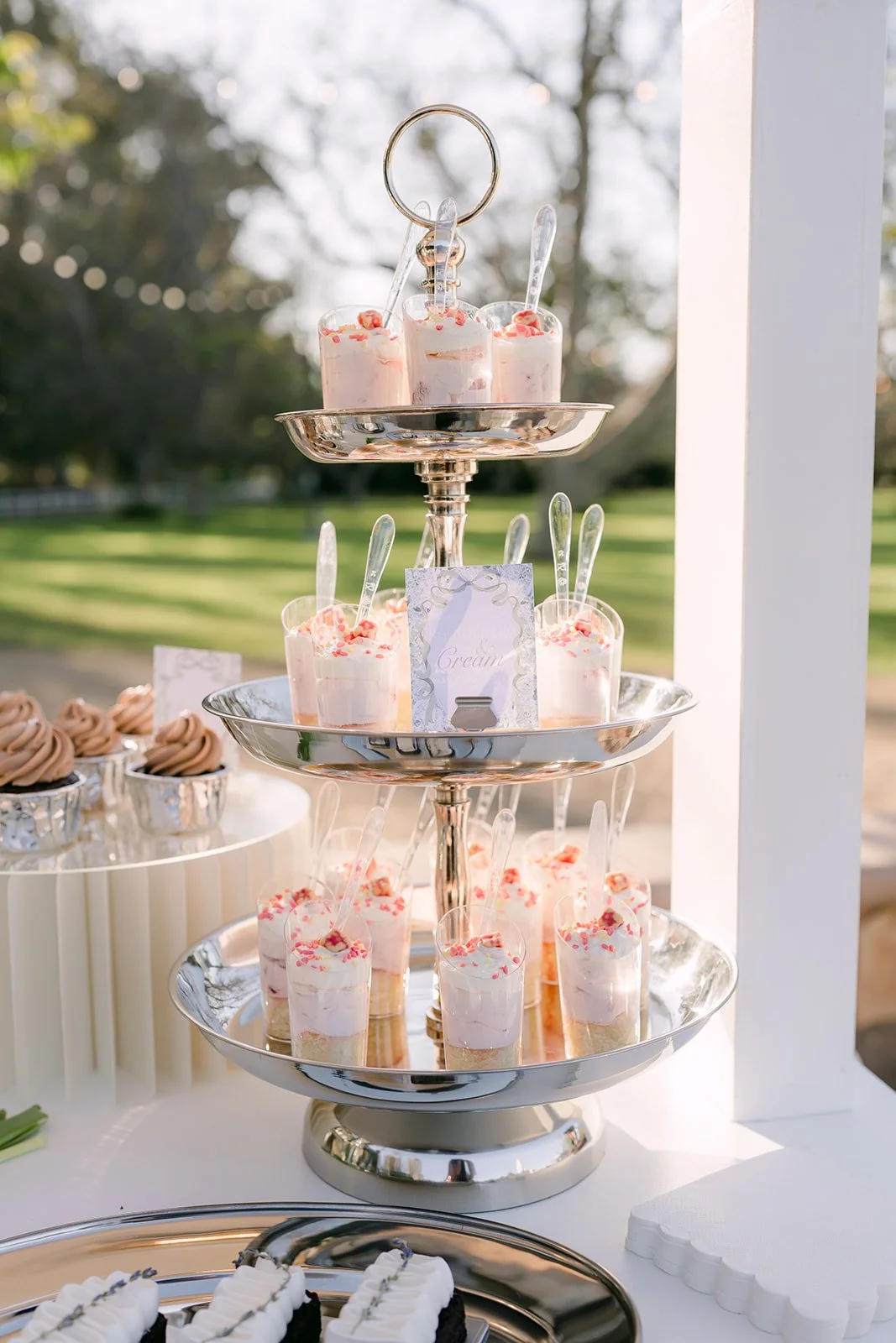 Tiered desserts on the dessert cart