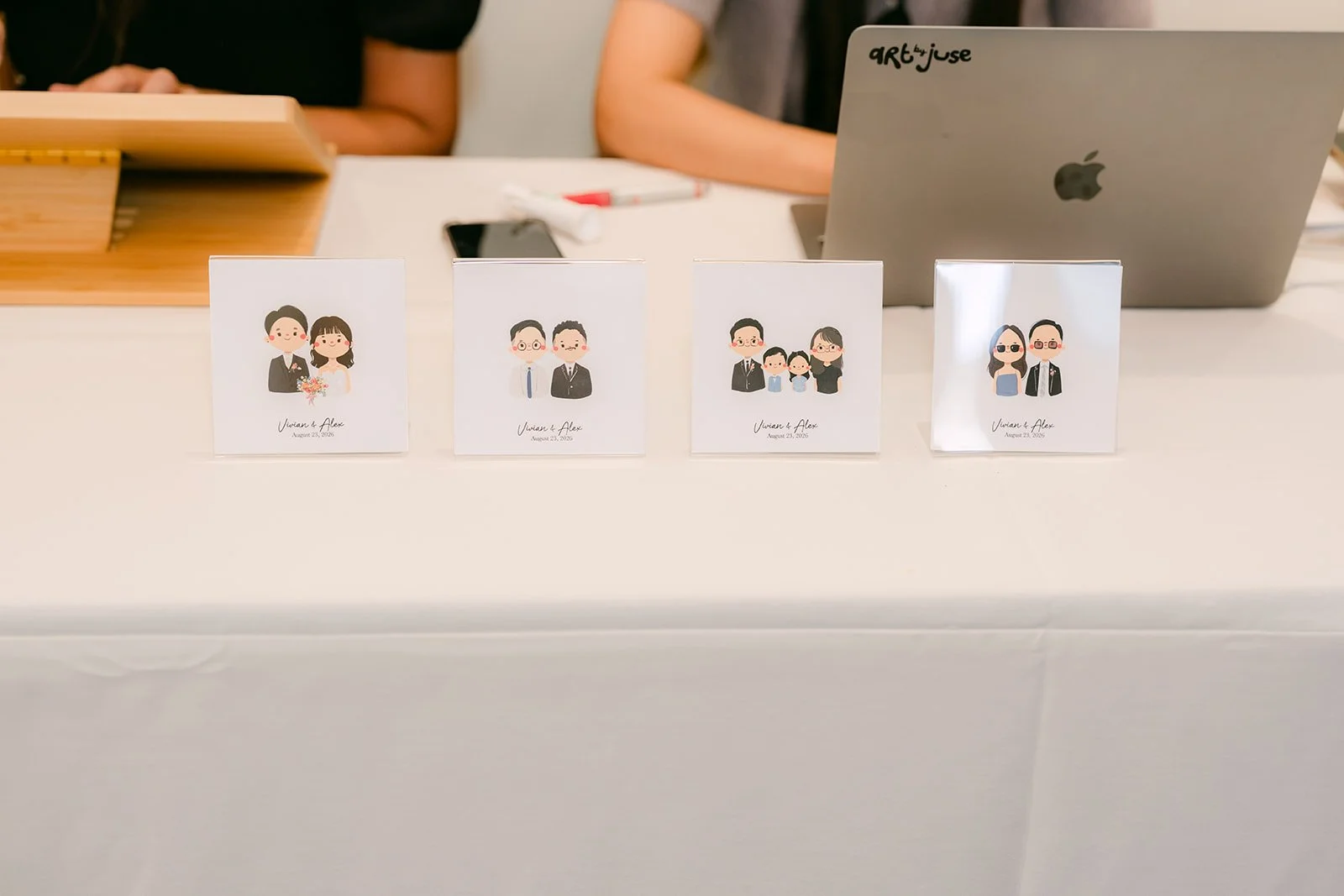 Illustrated guest portraits from the live artist