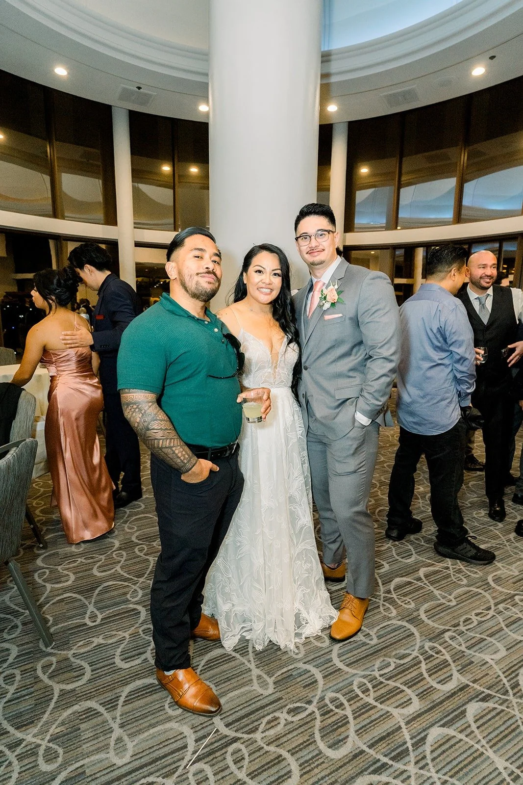 Betsy and Mikey with a friend at the end of the night at Hyatt Regency Long Beach, photographed by One and Only Production