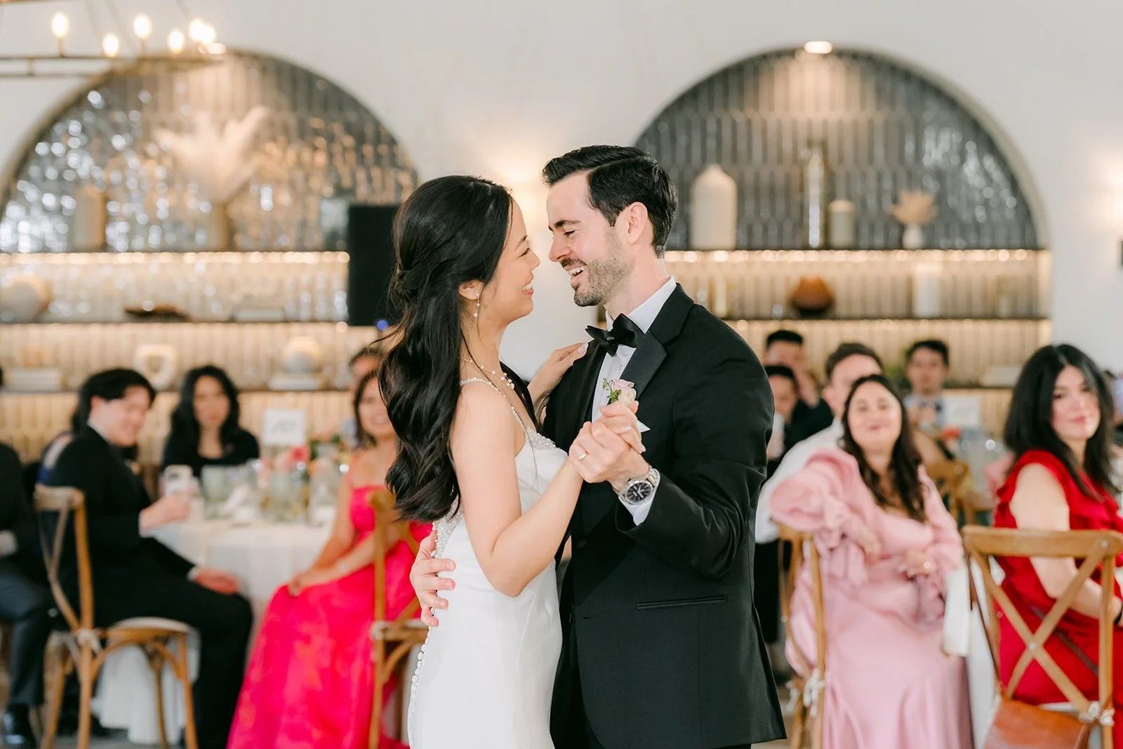 Guests watching Stephanie and Kevin's first dance
