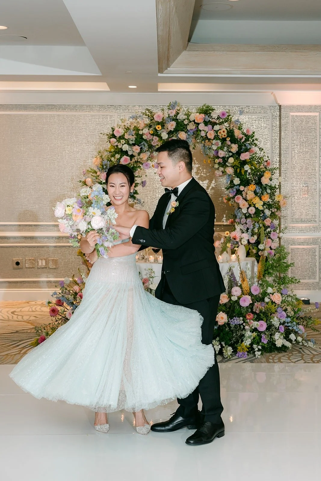 Kylie twirling in her second dress during the first dance