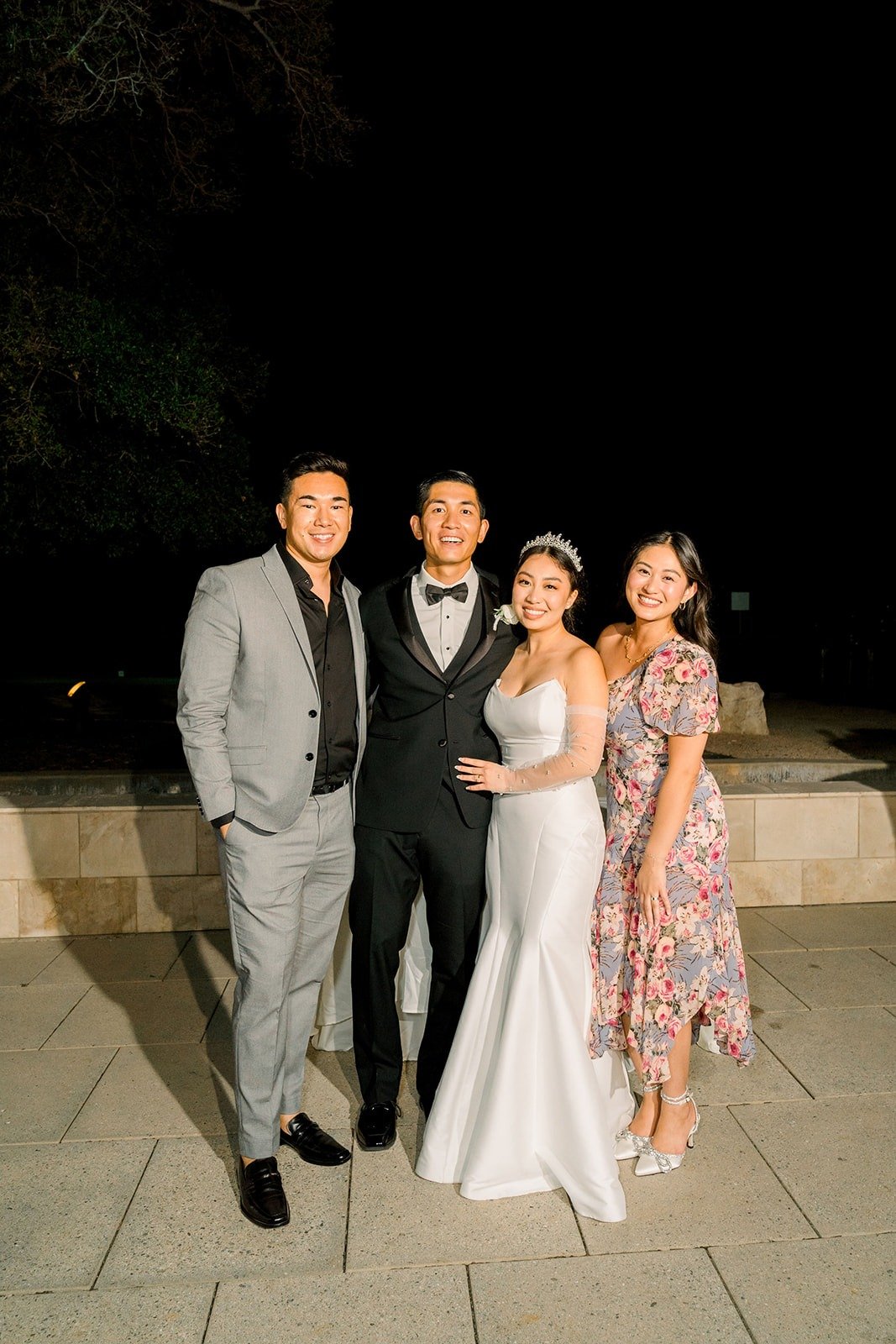 Steven and Jacinda with friends at the end of the night, photographed by One and Only Production