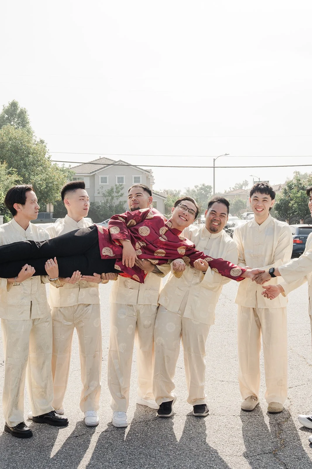 Danny and his groomsmen laughing together.
