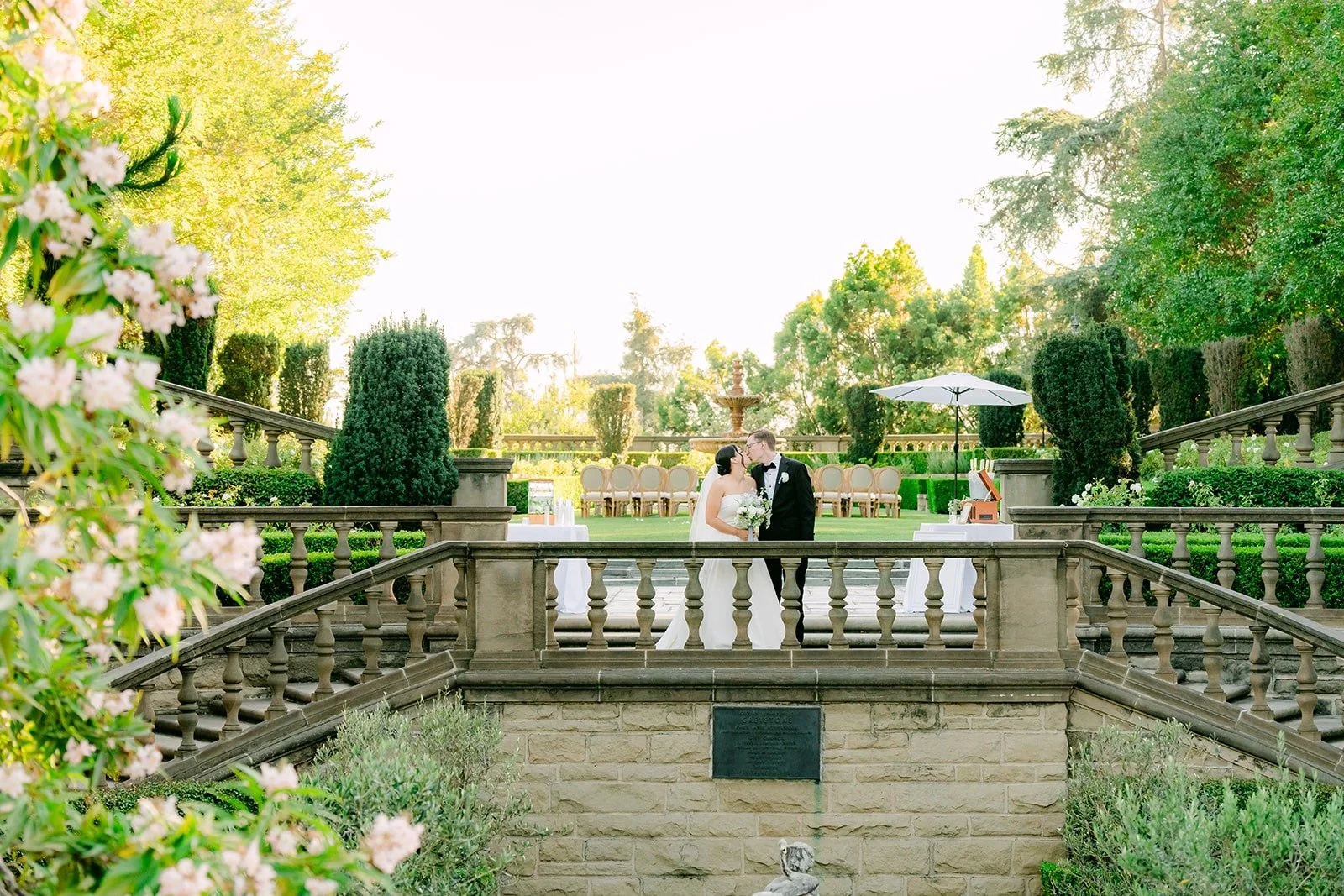 Brianna and Nik on the upper terrace overlooking the gardens