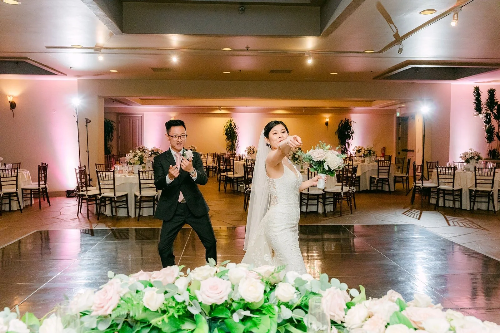 Xuemin and Alex's first dance in the ballroom at the Turnip Rose