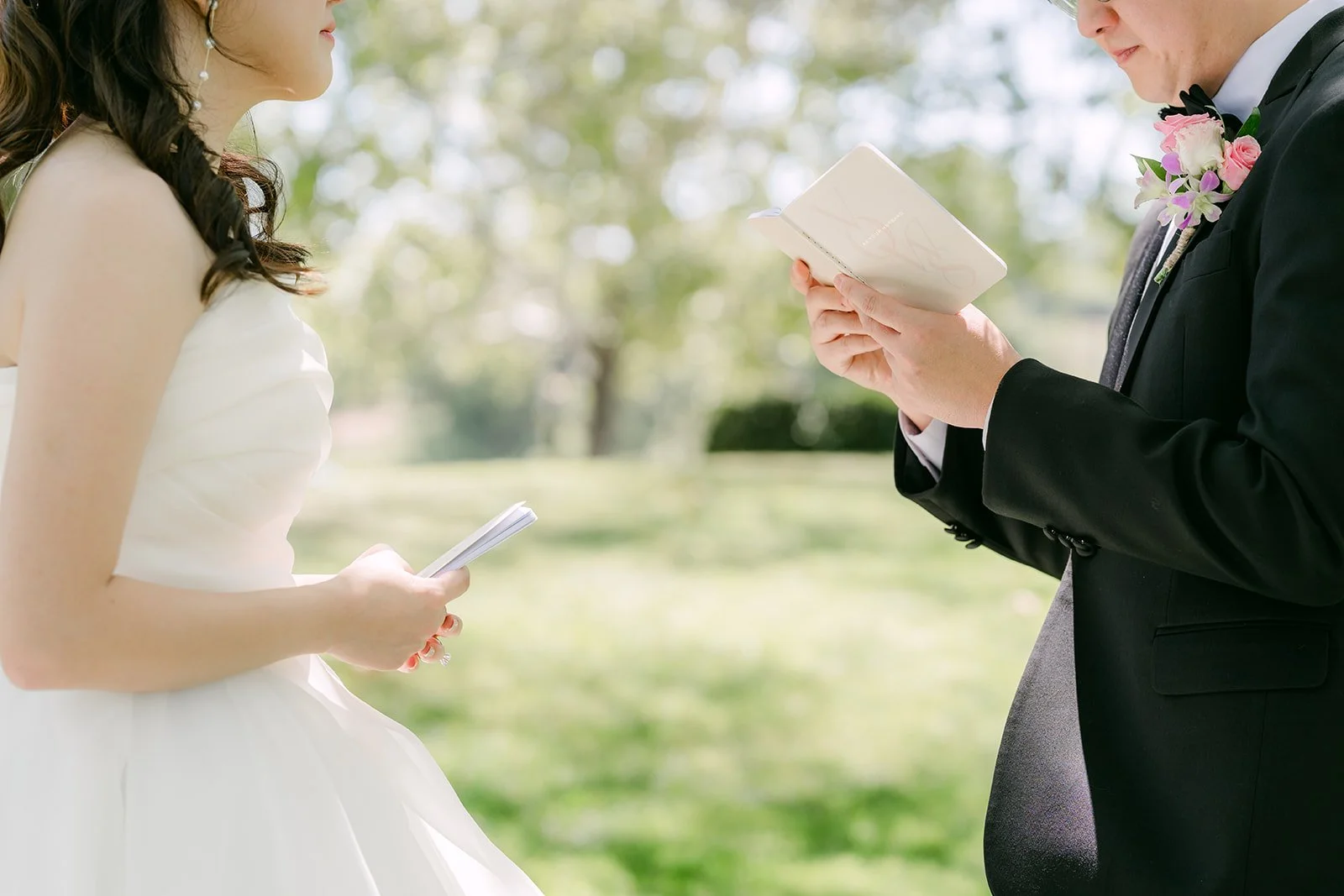 Joshua reading his vows to Judy