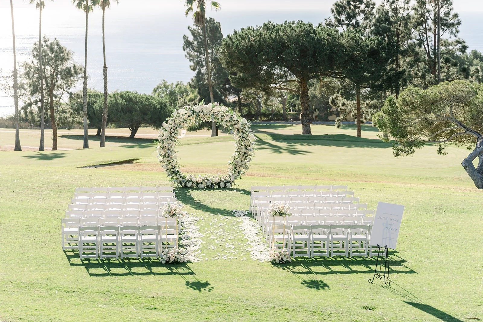 Wide view of the ceremony site on the golf course