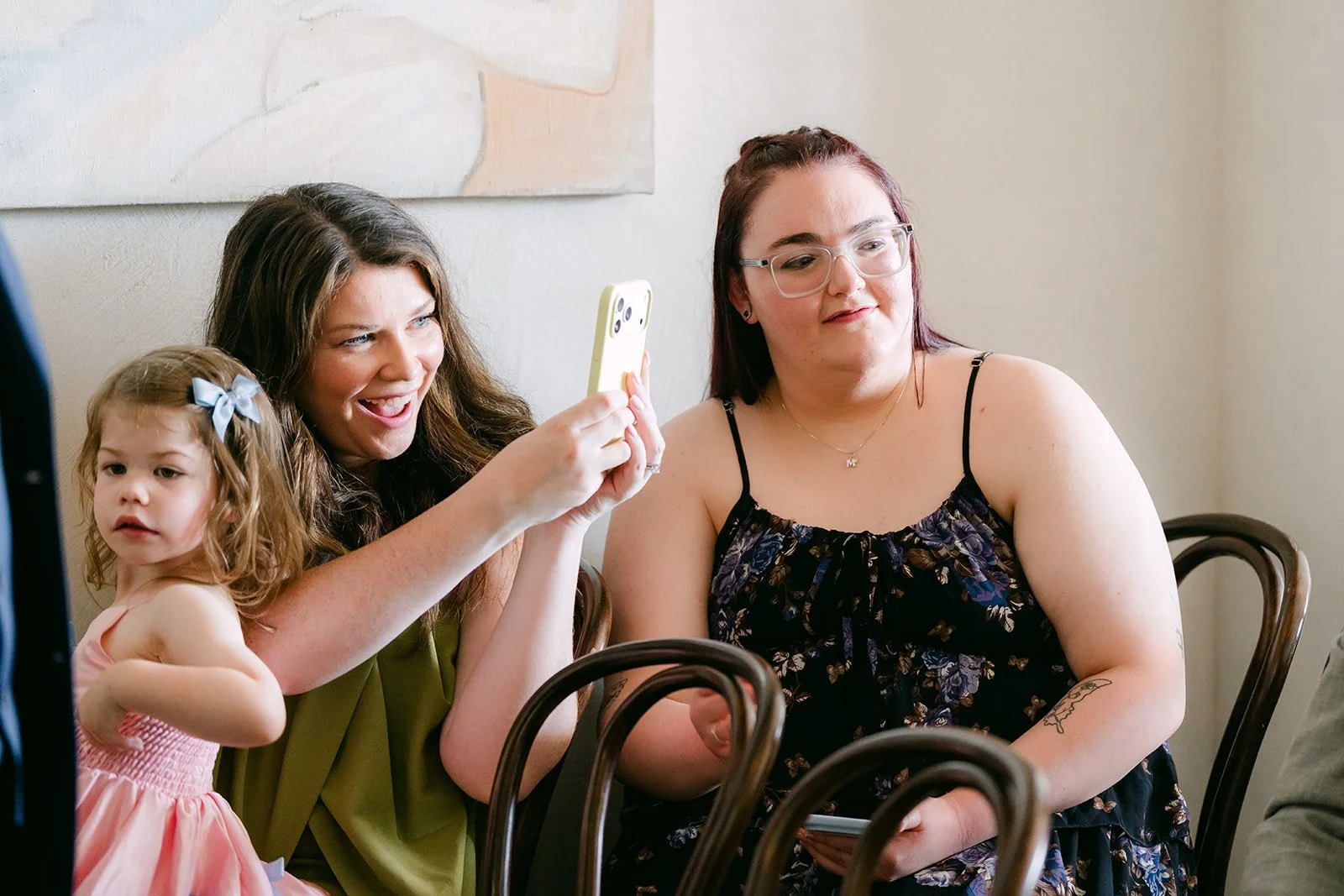 Guests snapping photos before the ceremony