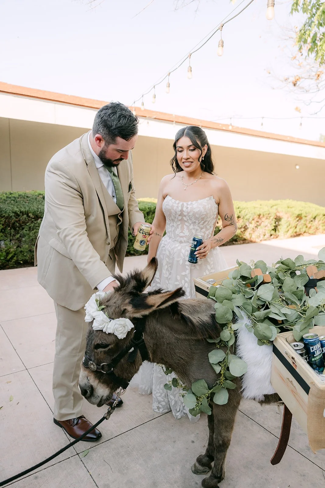 Cody and Fernanda meeting the beer donkey.