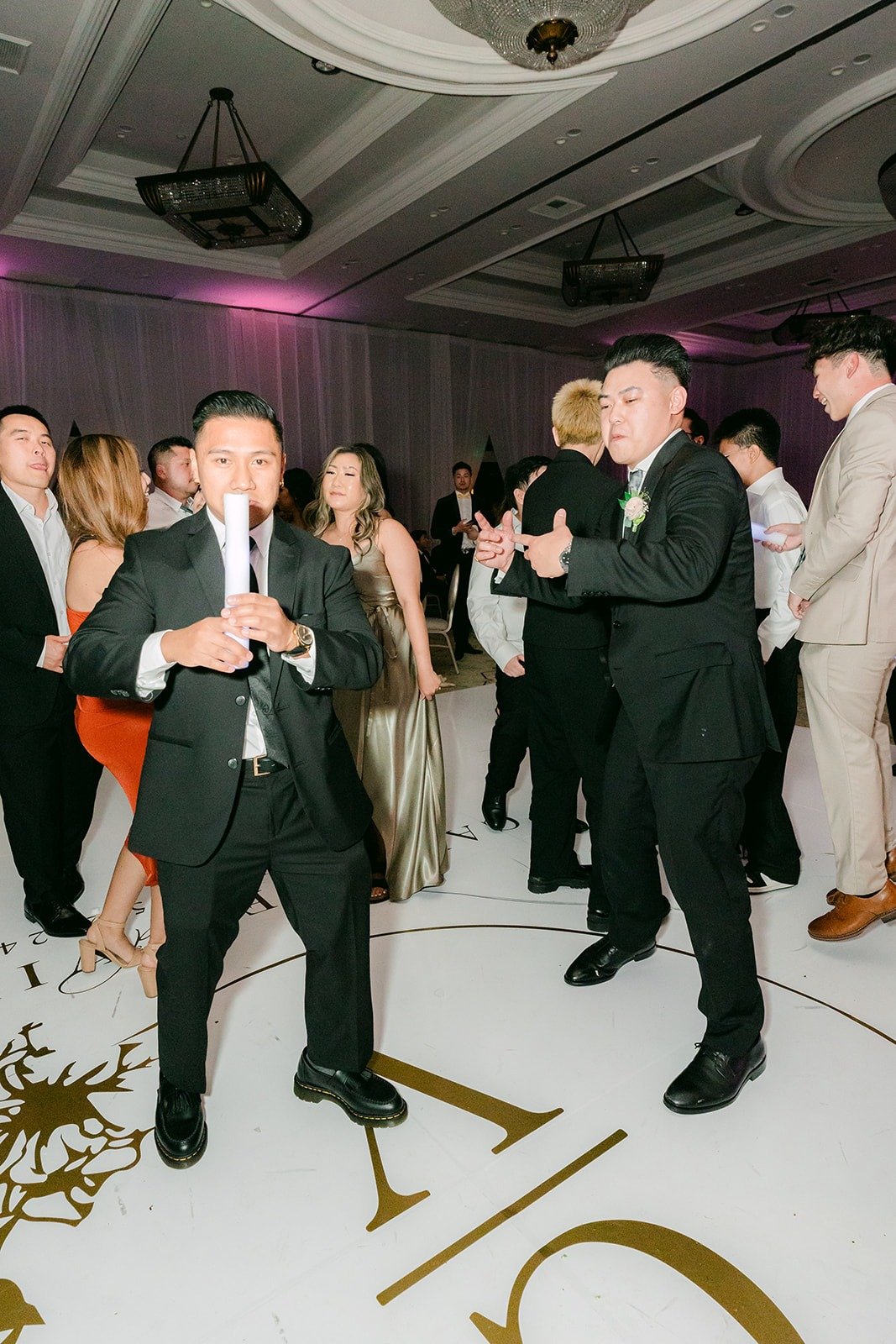 Vincent and his groomsmen dancing late into the night
