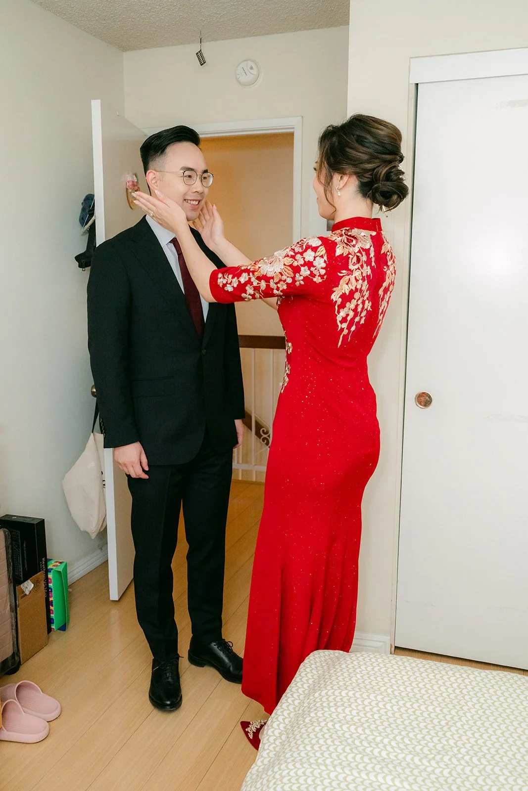 Ken and Pauline greeting in the doorway.