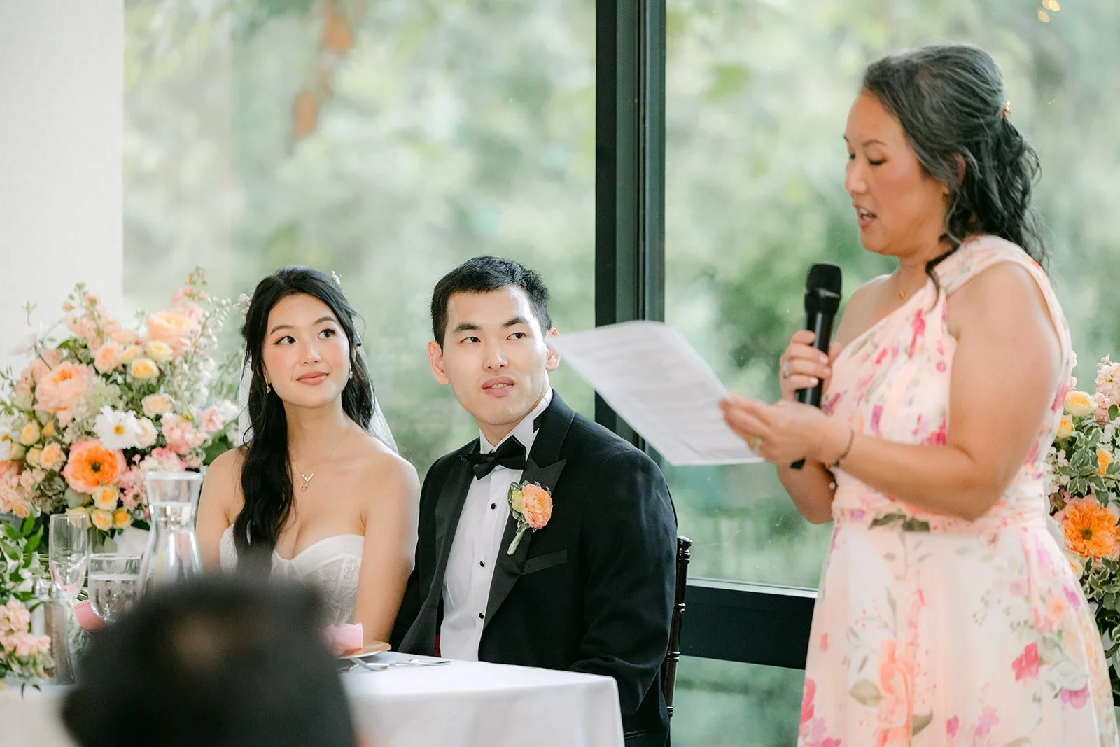 A maid of honor giving her toast