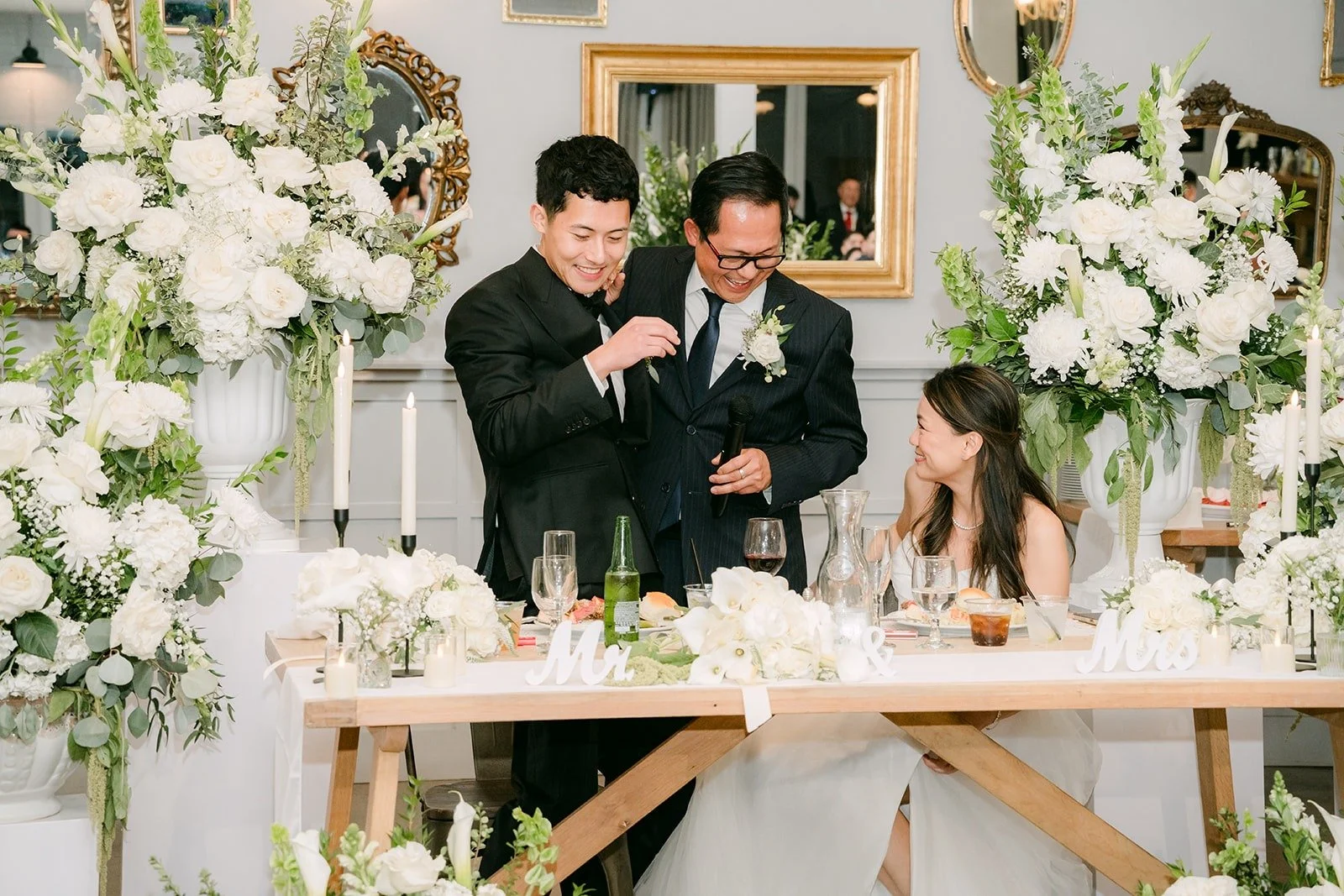 Speeches beginning beside the sweetheart table