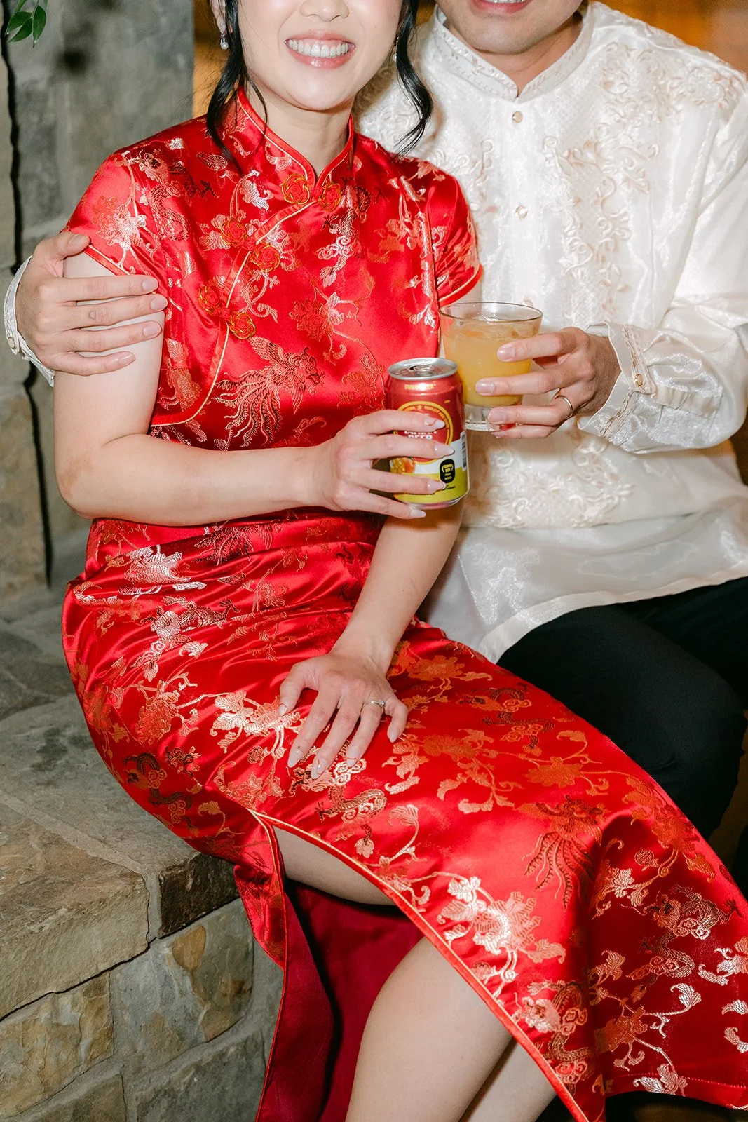 Yishan in a red qipao after her outfit change