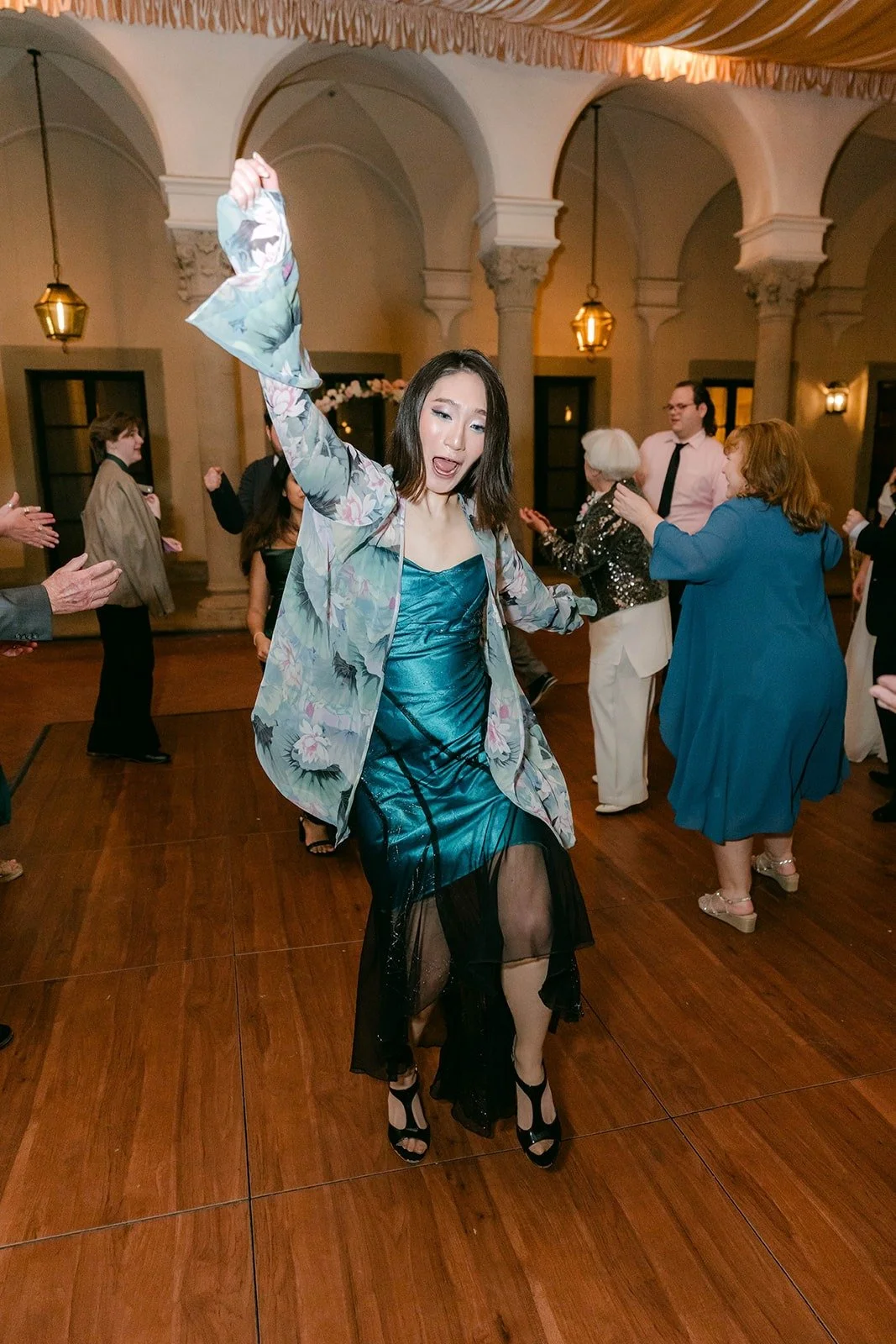 A guest twirling on the dance floor