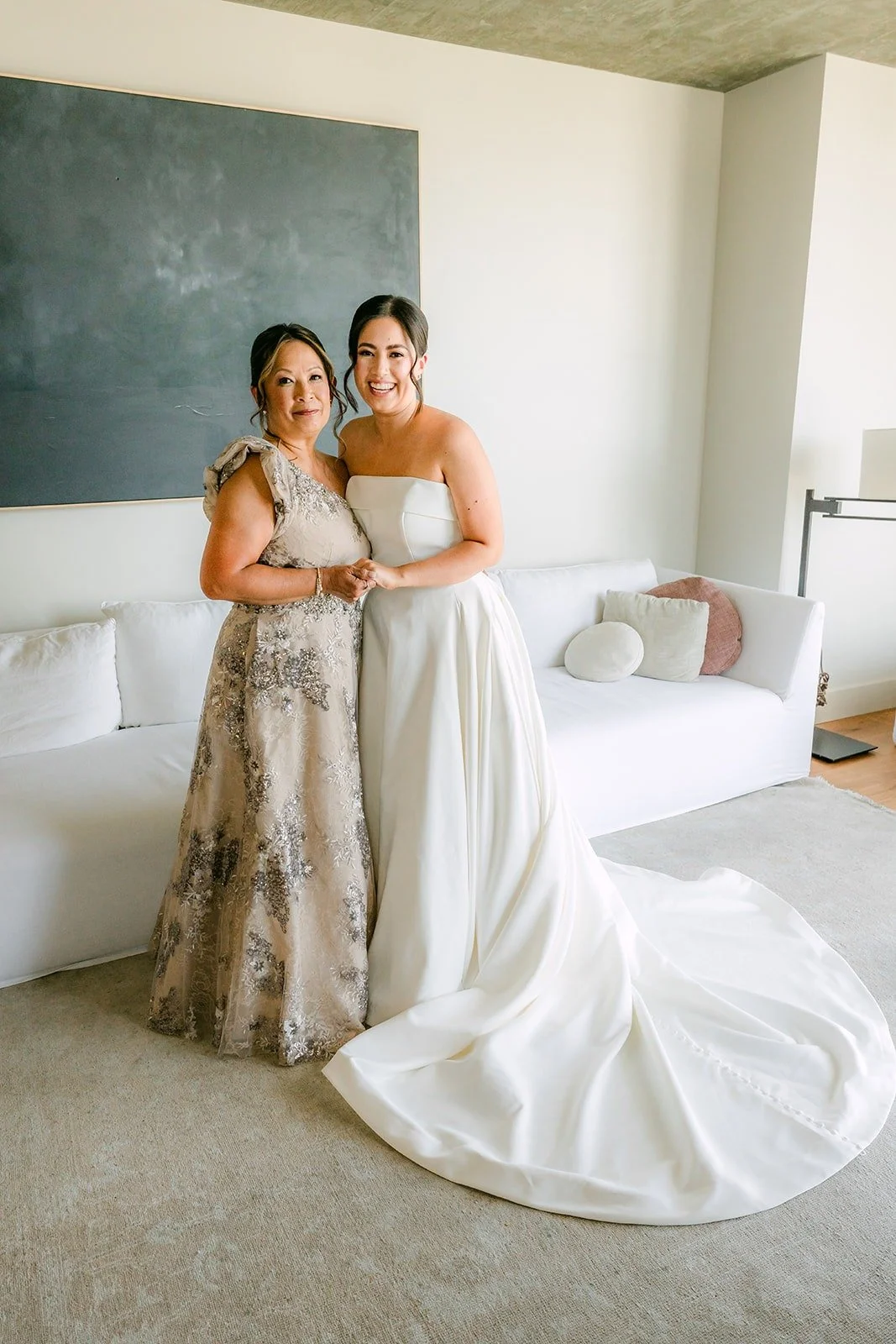 Brianna with a family member in the hotel suite