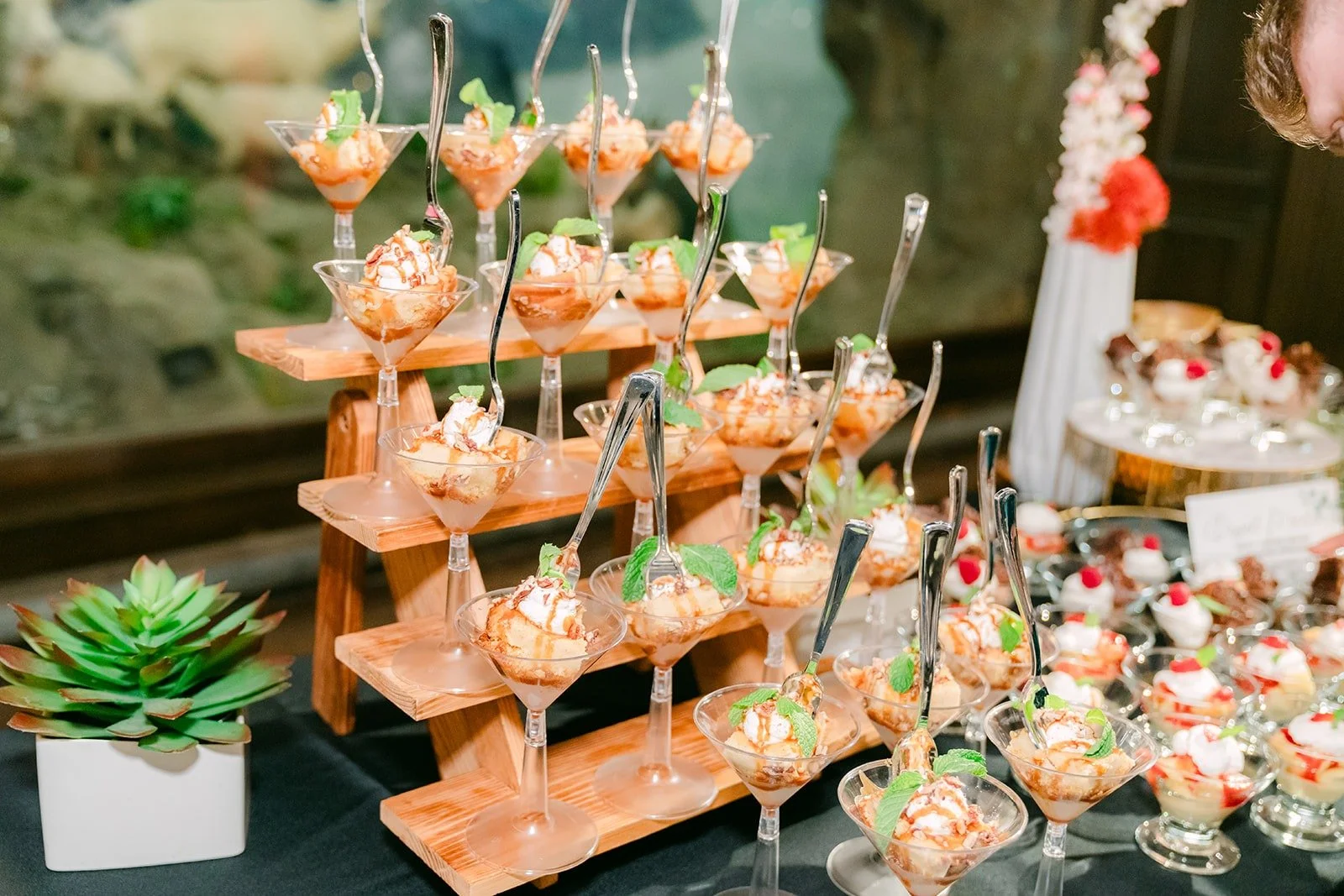 A tiered dessert display